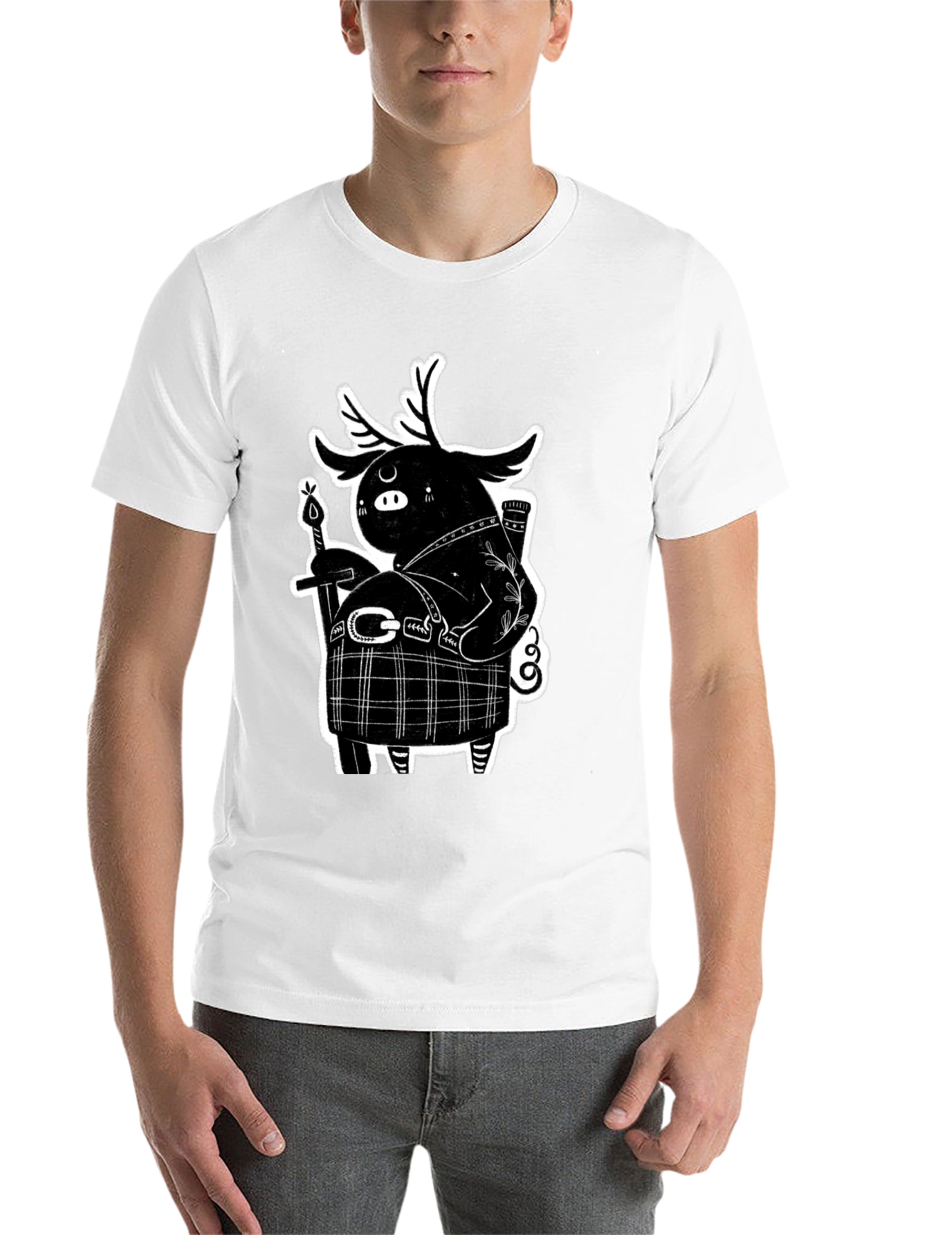 Black Black Graphic Tee - Quirky Highland Creature Design view 14