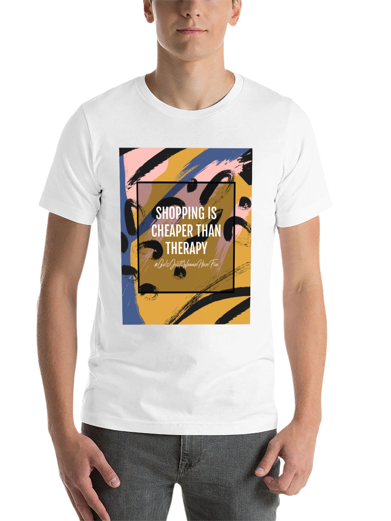 Shopping Is Cheaper Than Therapy Graphic Tee - 14