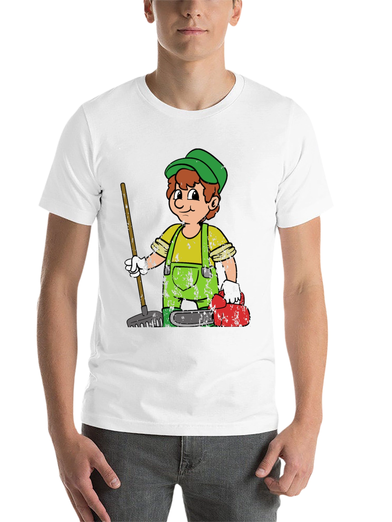 Black Cartoon Gardener Black T-Shirt view 14