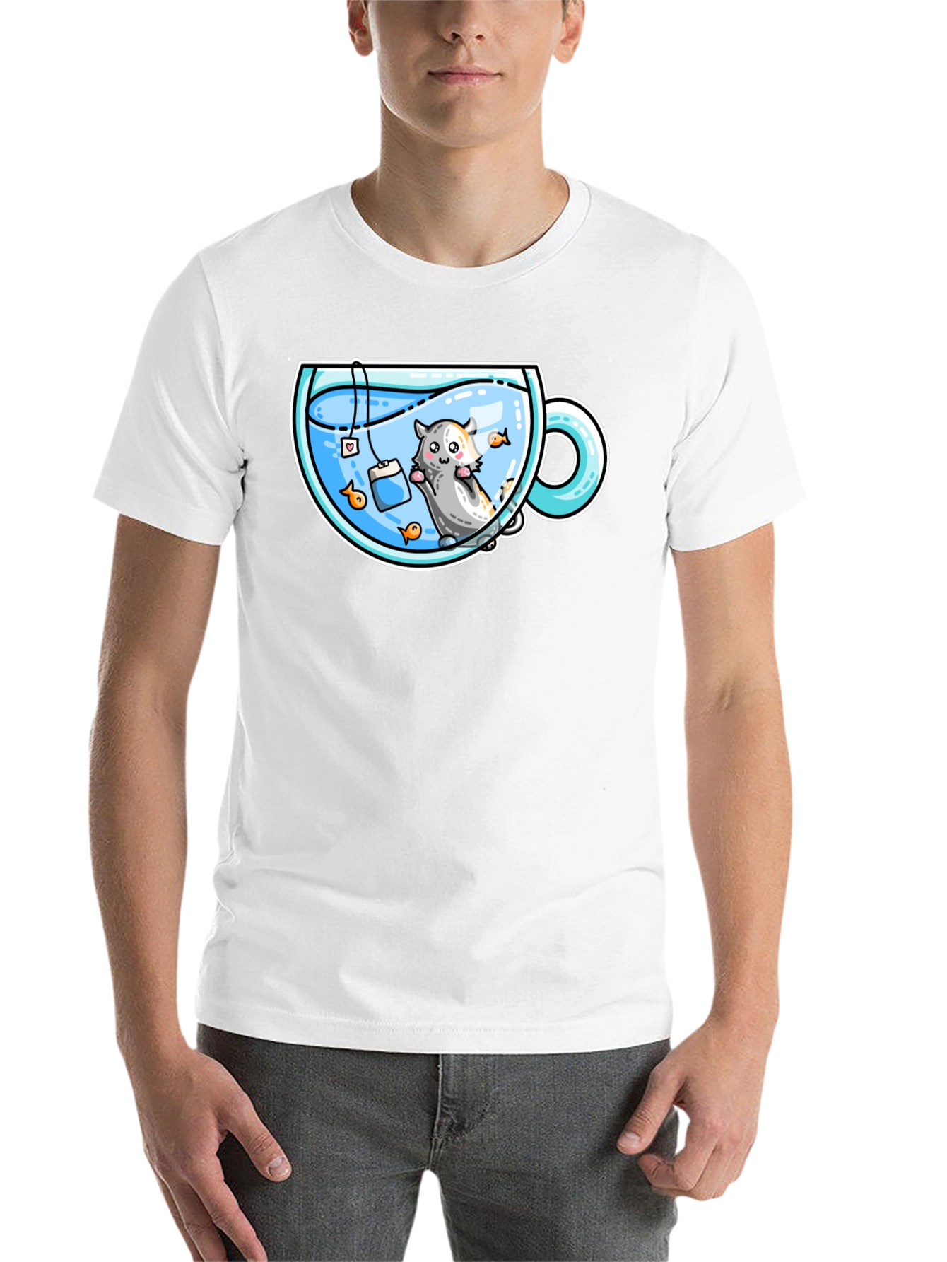 Black Cute Cartoon Tea Cup Hamster Graphic Tee view 14