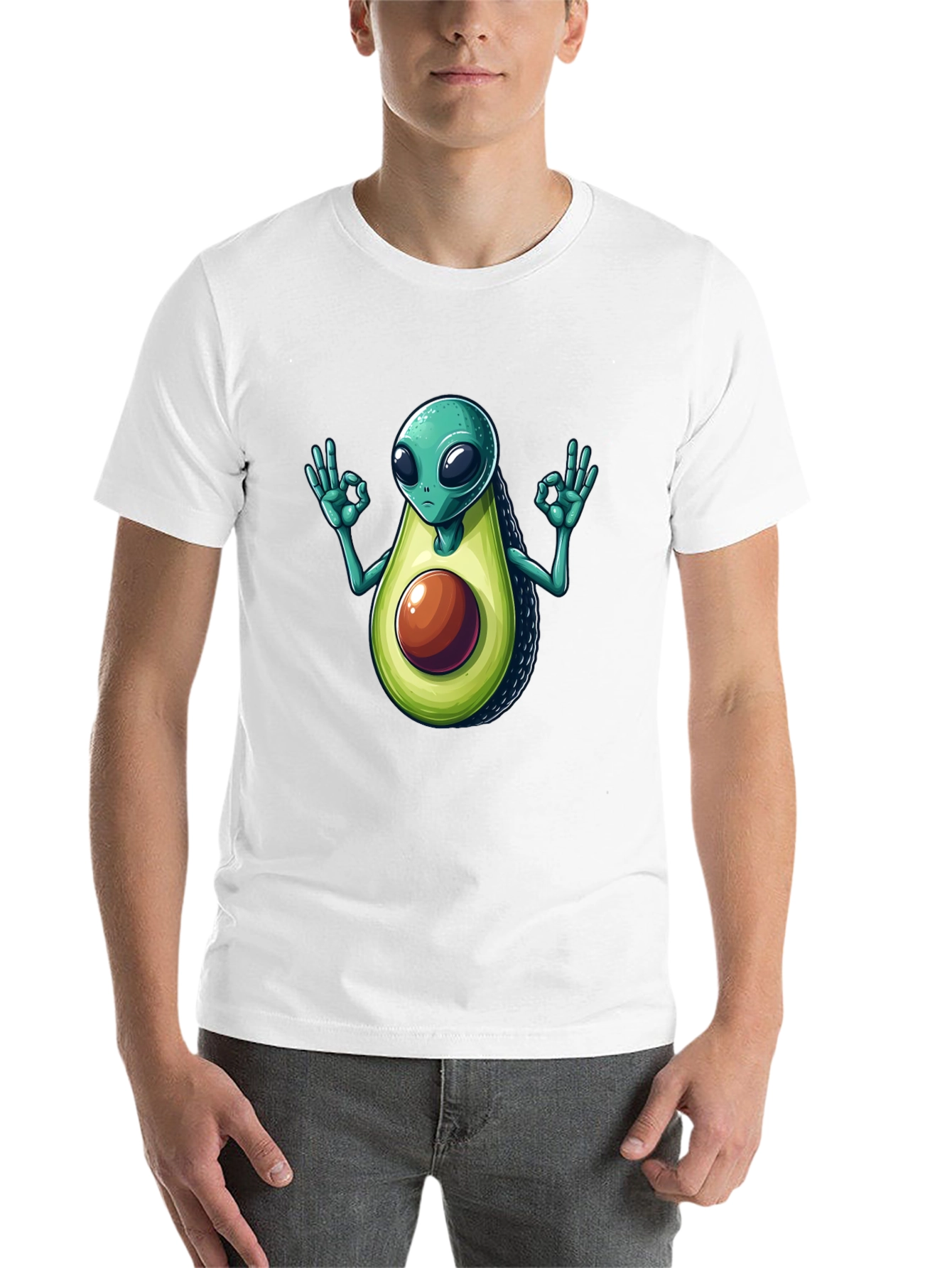 Black Alien Avocado T-Shirt - Funny Graphic Tee view 14
