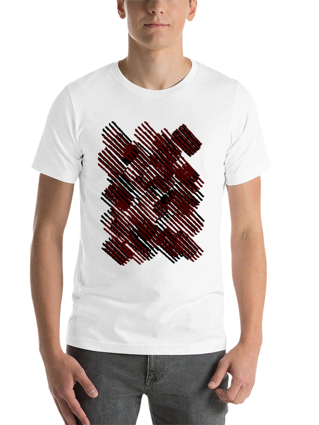 Black Abstract Line Pattern T-Shirt view 14