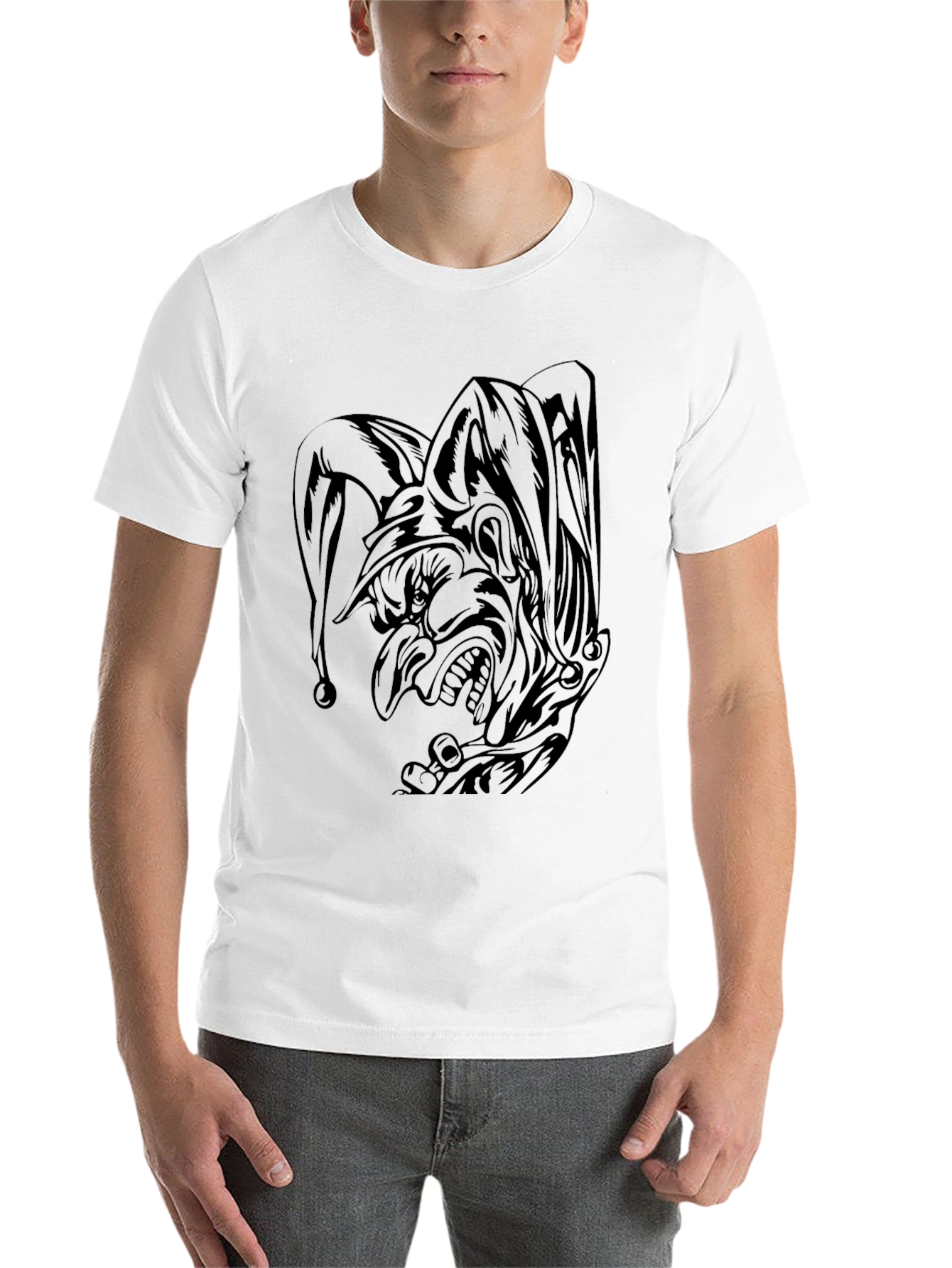 Black Dark Jester Graphic Tee - Black Cotton Blend T-Shirt view 14