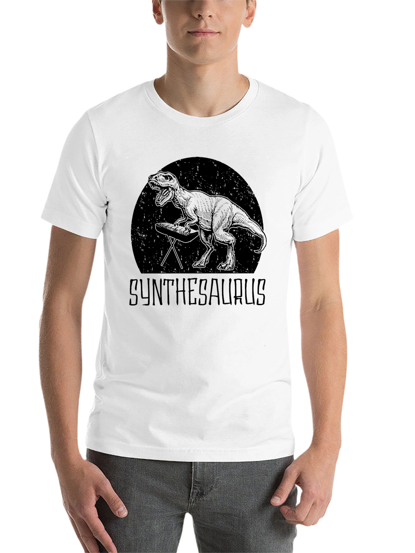 Black Synthesaurus T-Shirt - Dinosaur DJ Graphic Tee view 14