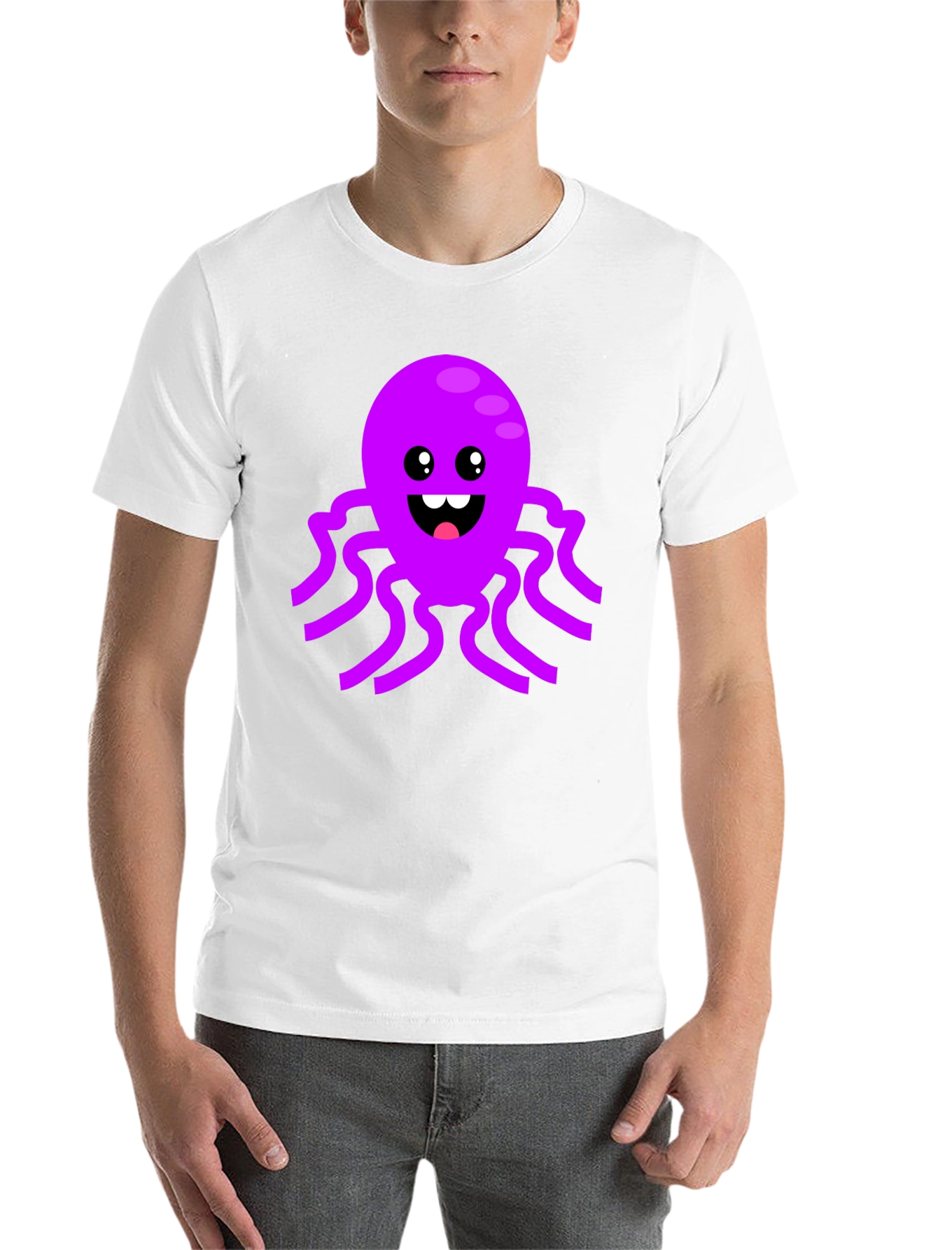 Black Cute Octopus Graphic Tee - Black Cotton T-Shirt view 14