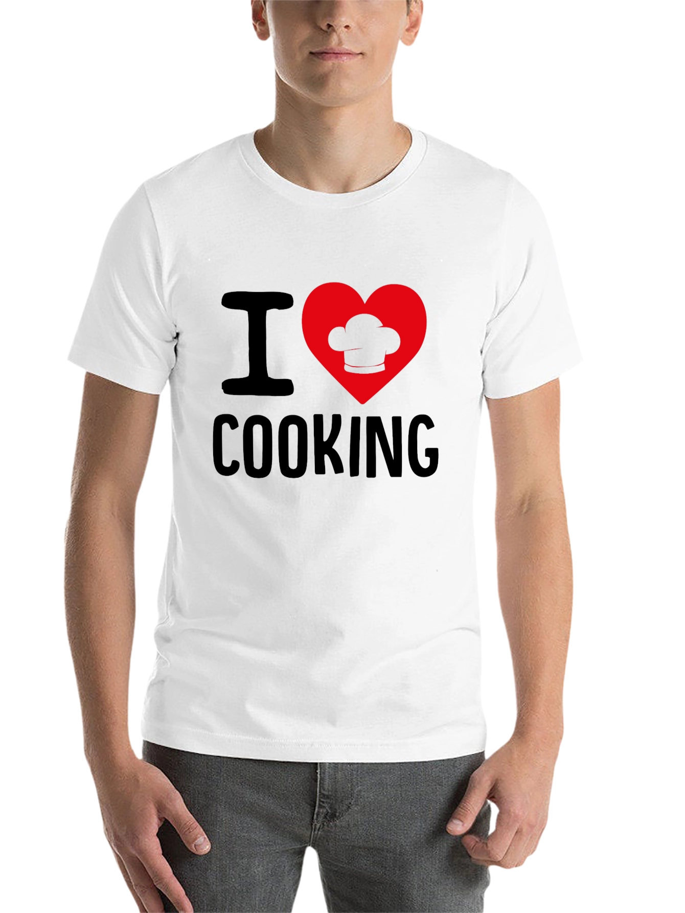 Black I Heart Cooking T-Shirt, Chef's Hat Design view 14