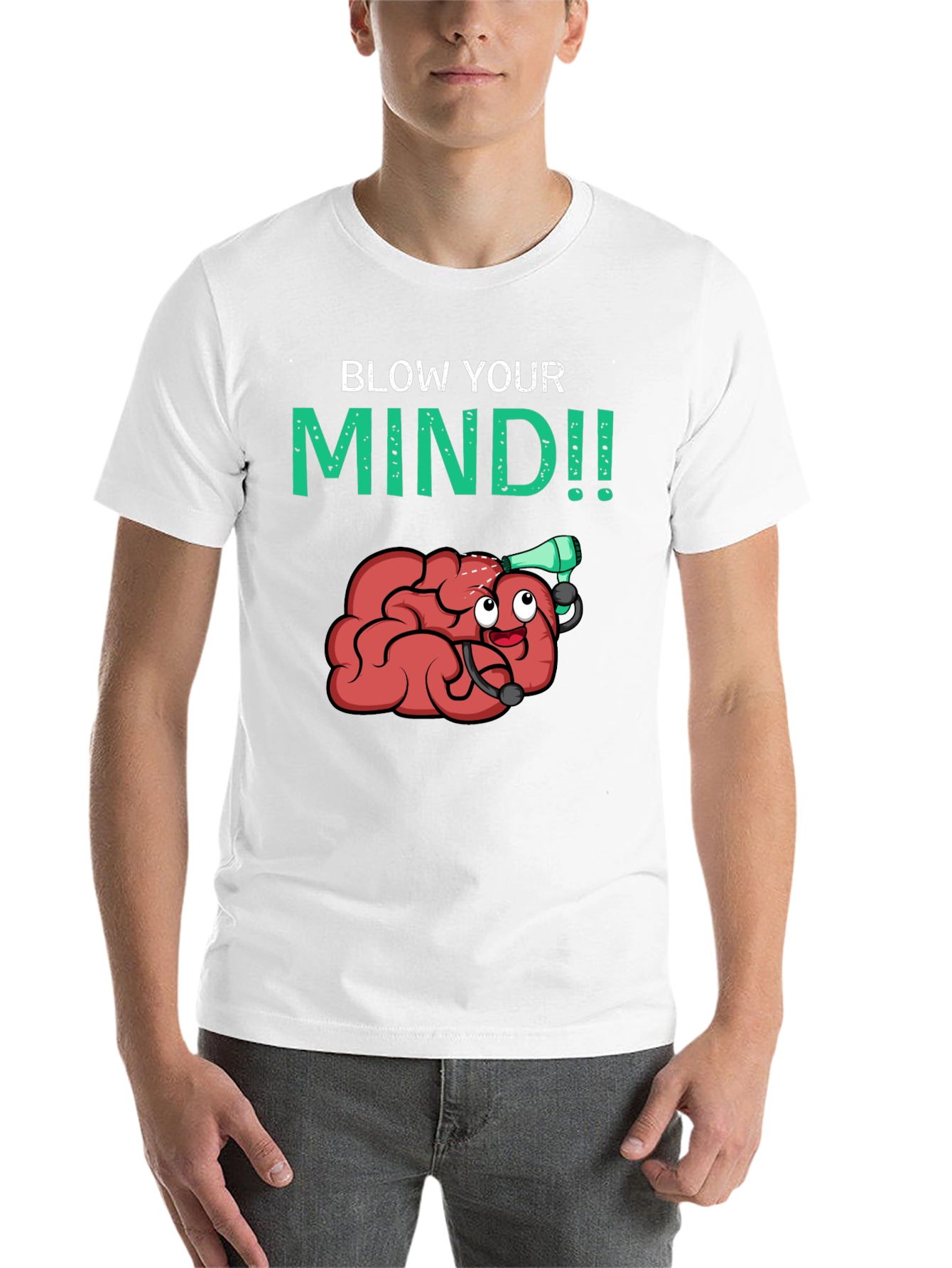 Black Blow Your Mind T-Shirt - Funny Brain Cartoon Tee view 14