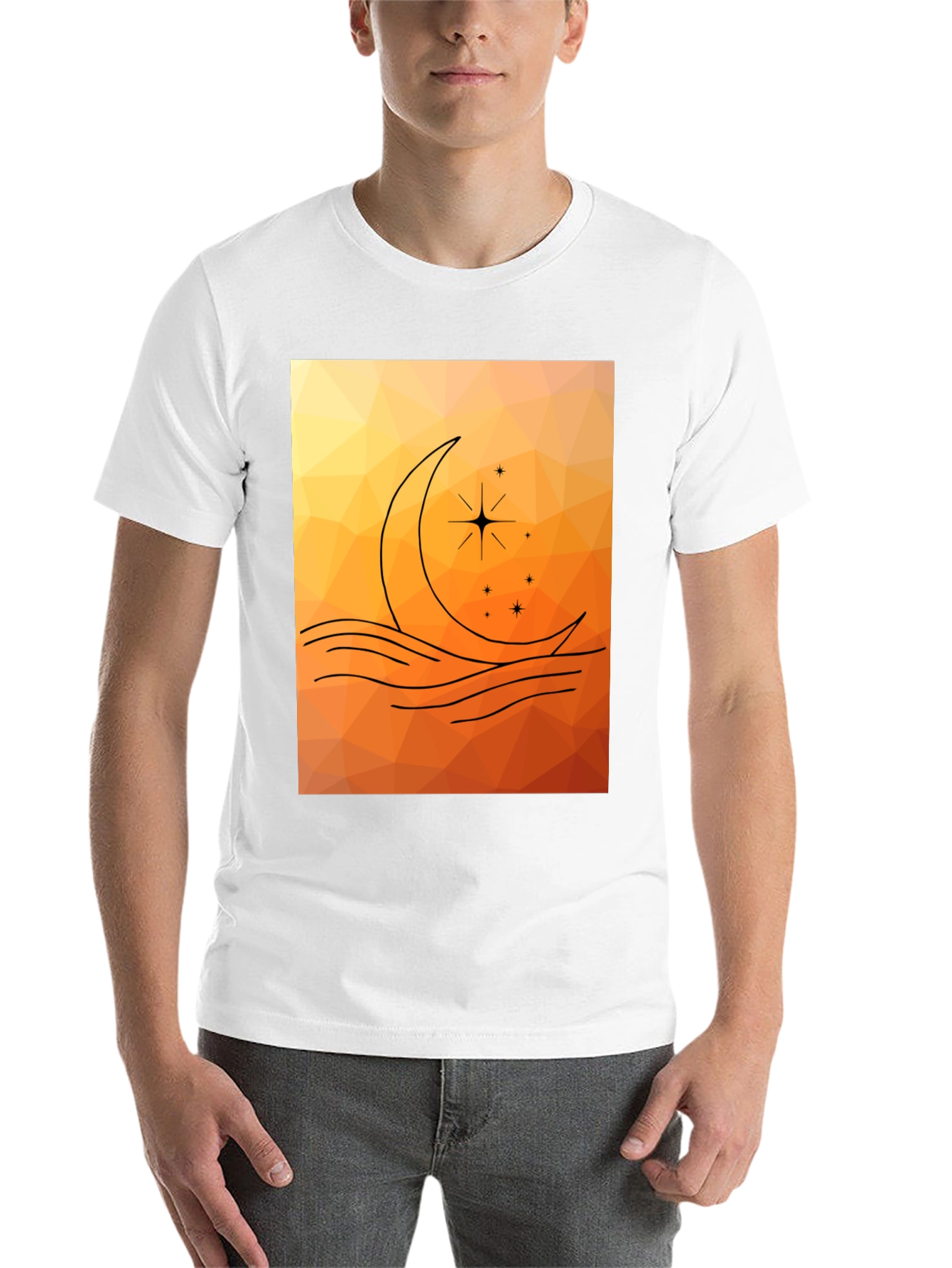 Black Geometric Moon & Stars Graphic Tee view 14