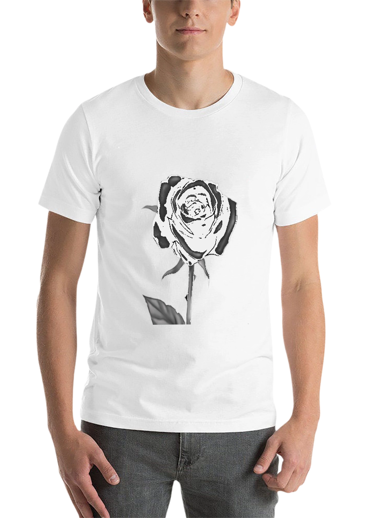 Black Black T-Shirt with Rose Graphic view 14