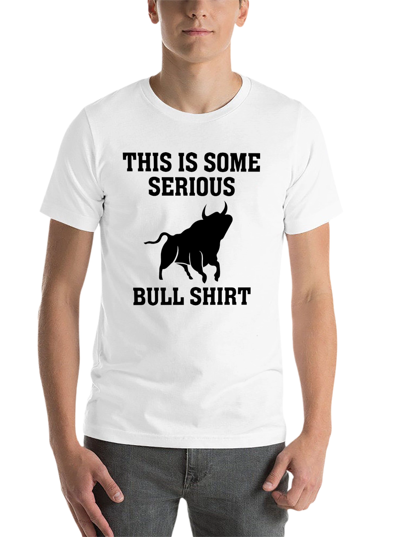 Black Serious Bull Shirt - Funny Graphic Tee view 14