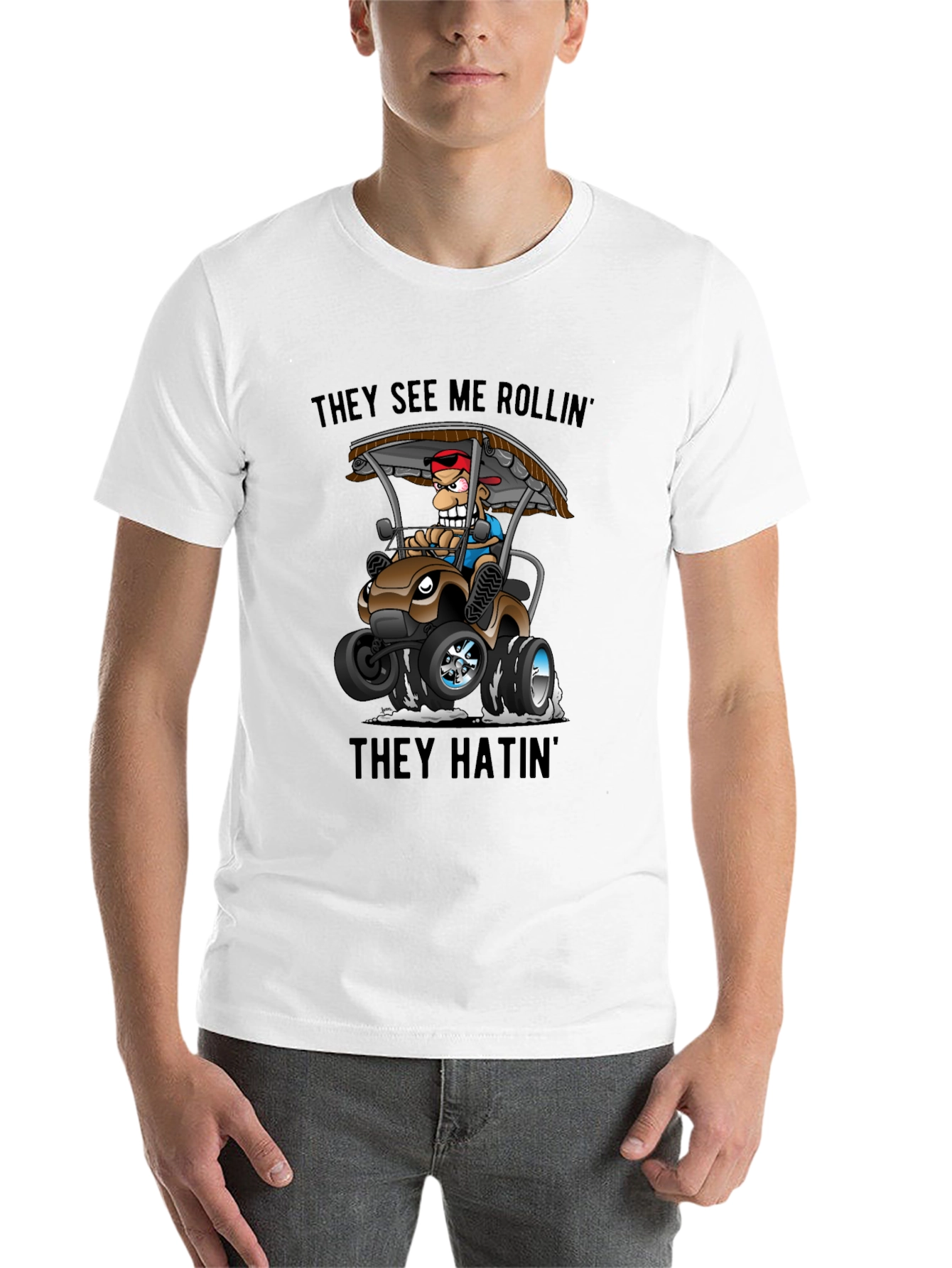 Black They See Me Rollin' T-Shirt view 14