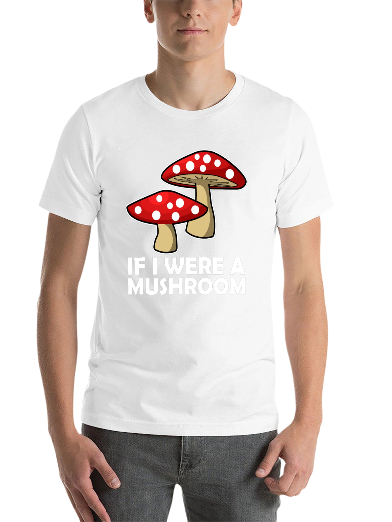 Black Mushroom Graphic Tee - Funny Men's Crew Neck T-Shirt view 14