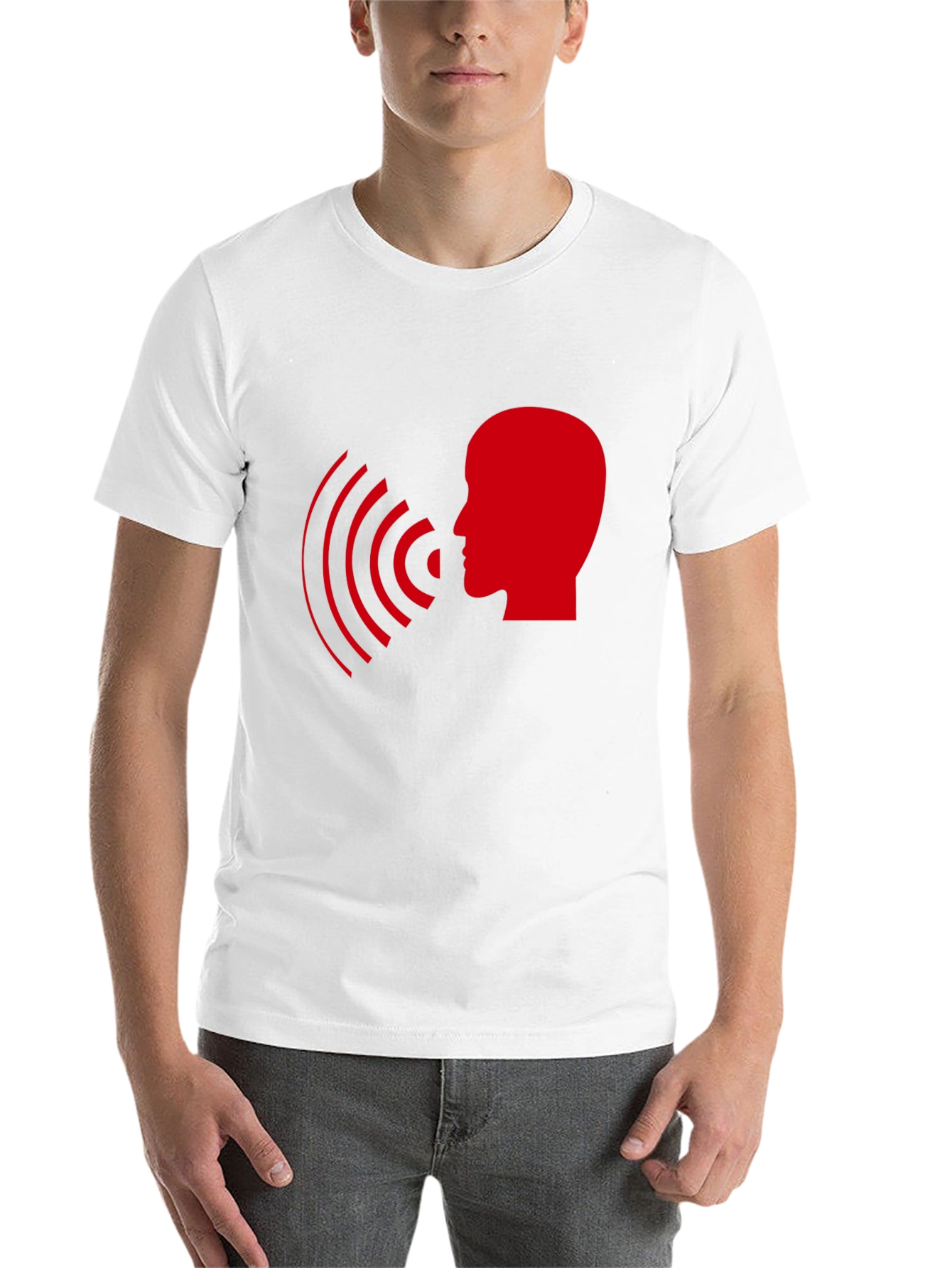 Black Statement T-Shirt - Red Head with Soundwaves Design view 14