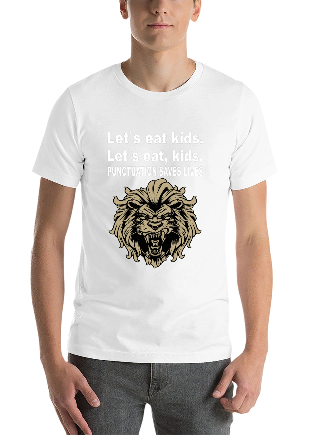 Black Punctuation Saves Lives Graphic Tee - Lion view 14
