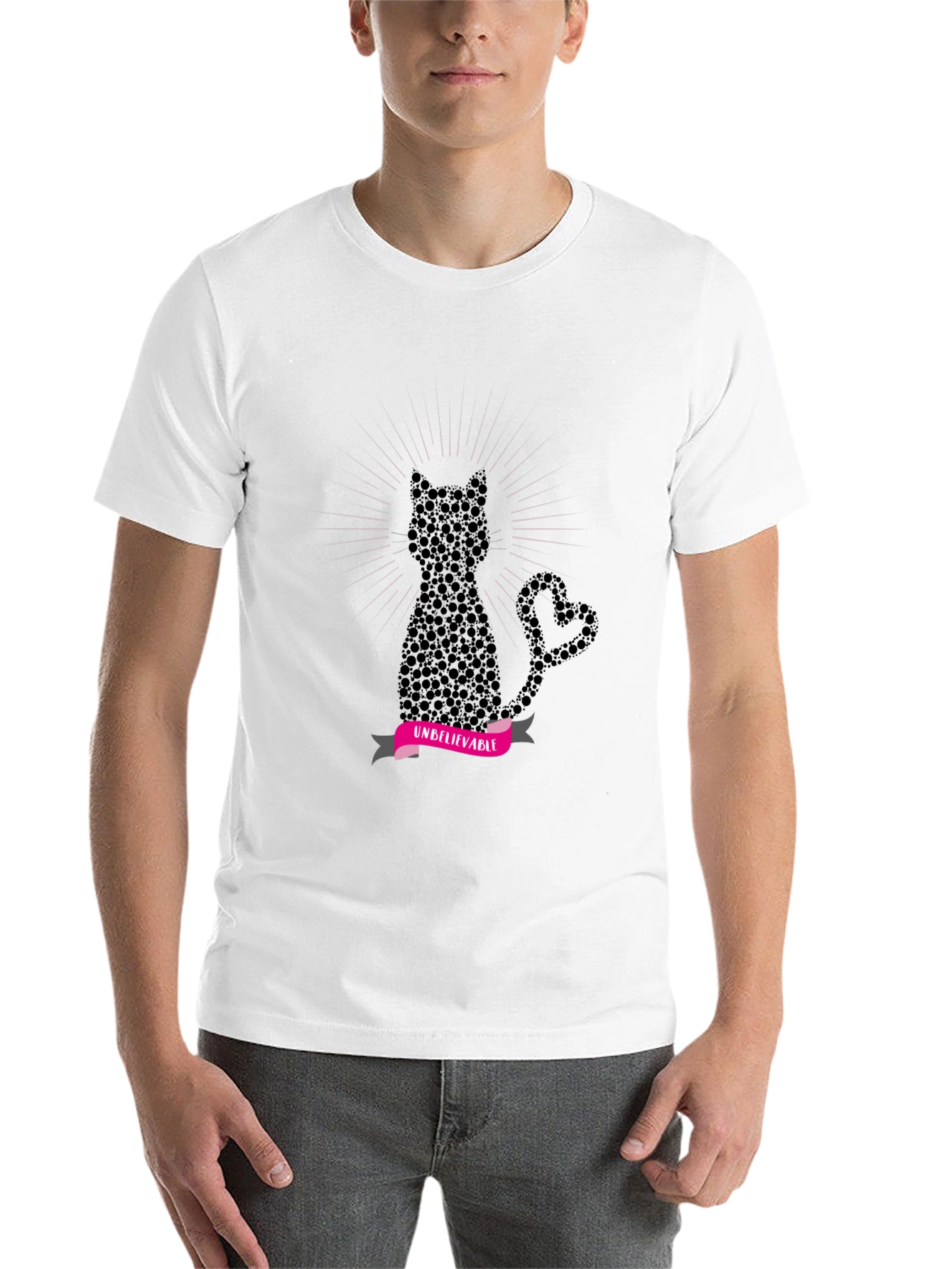Black Unbelievable Cat Graphic Tee view 14