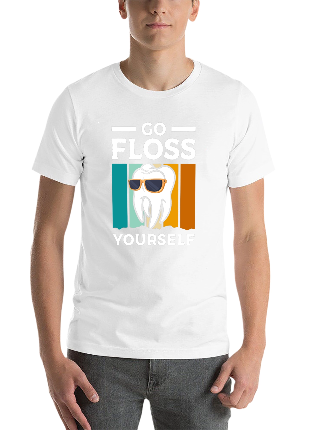 Black Go Floss Yourself T-Shirt - Funny Dental Hygiene Tee view 14