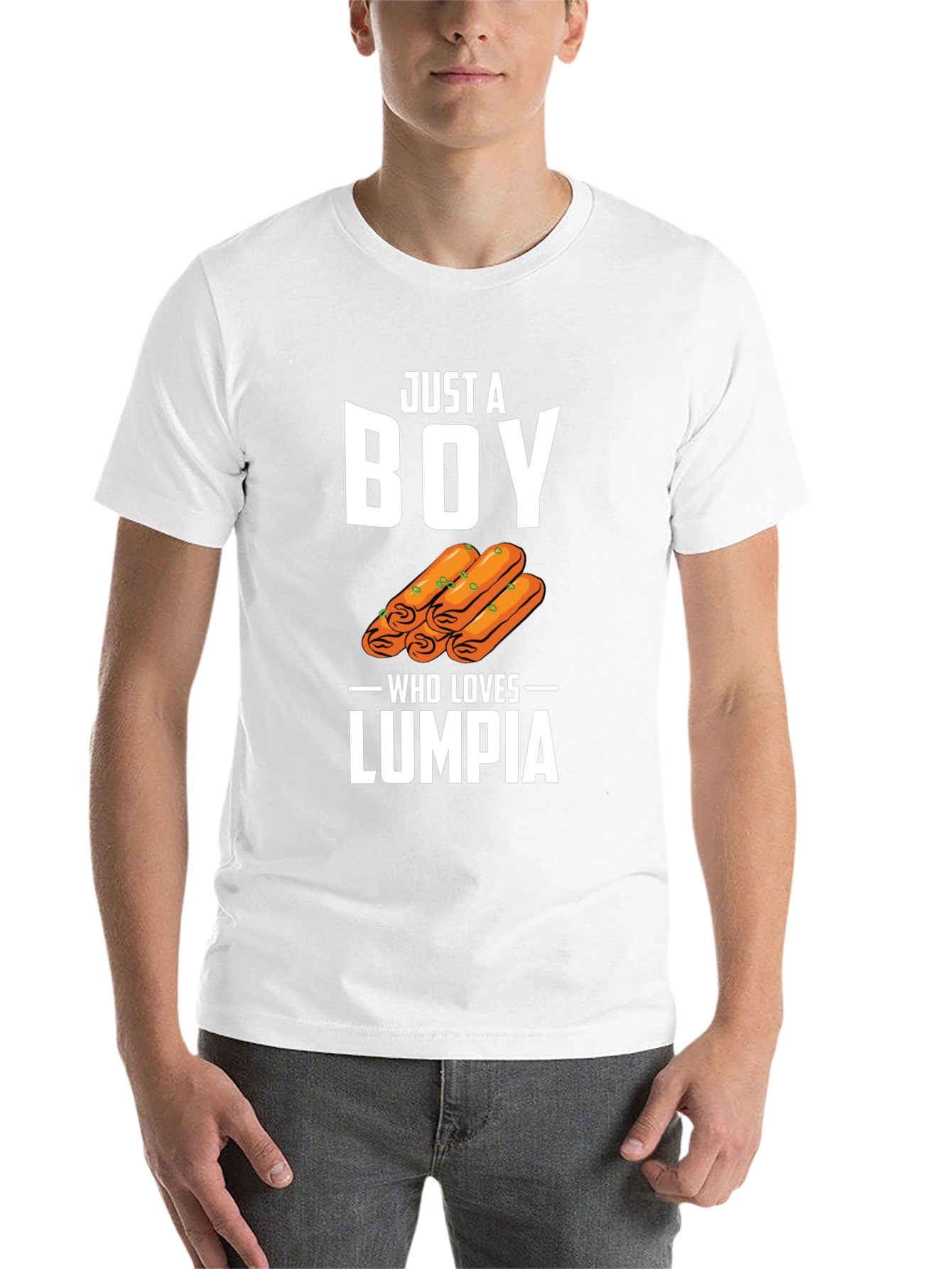 Black Just a Boy Who Loves Lumpia T-Shirt view 14
