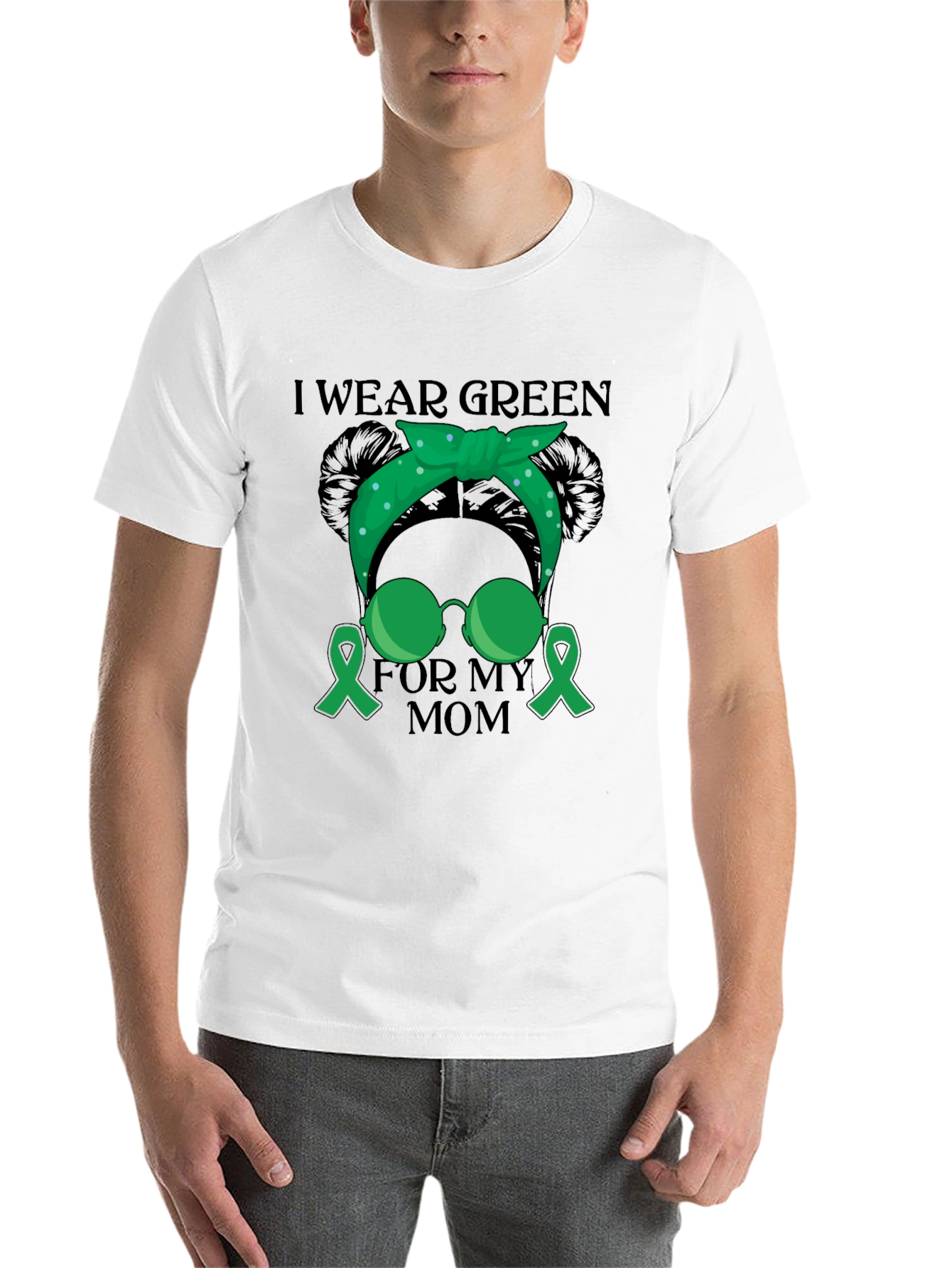 Black I Wear Green For My Mom Awareness T-Shirt view 14