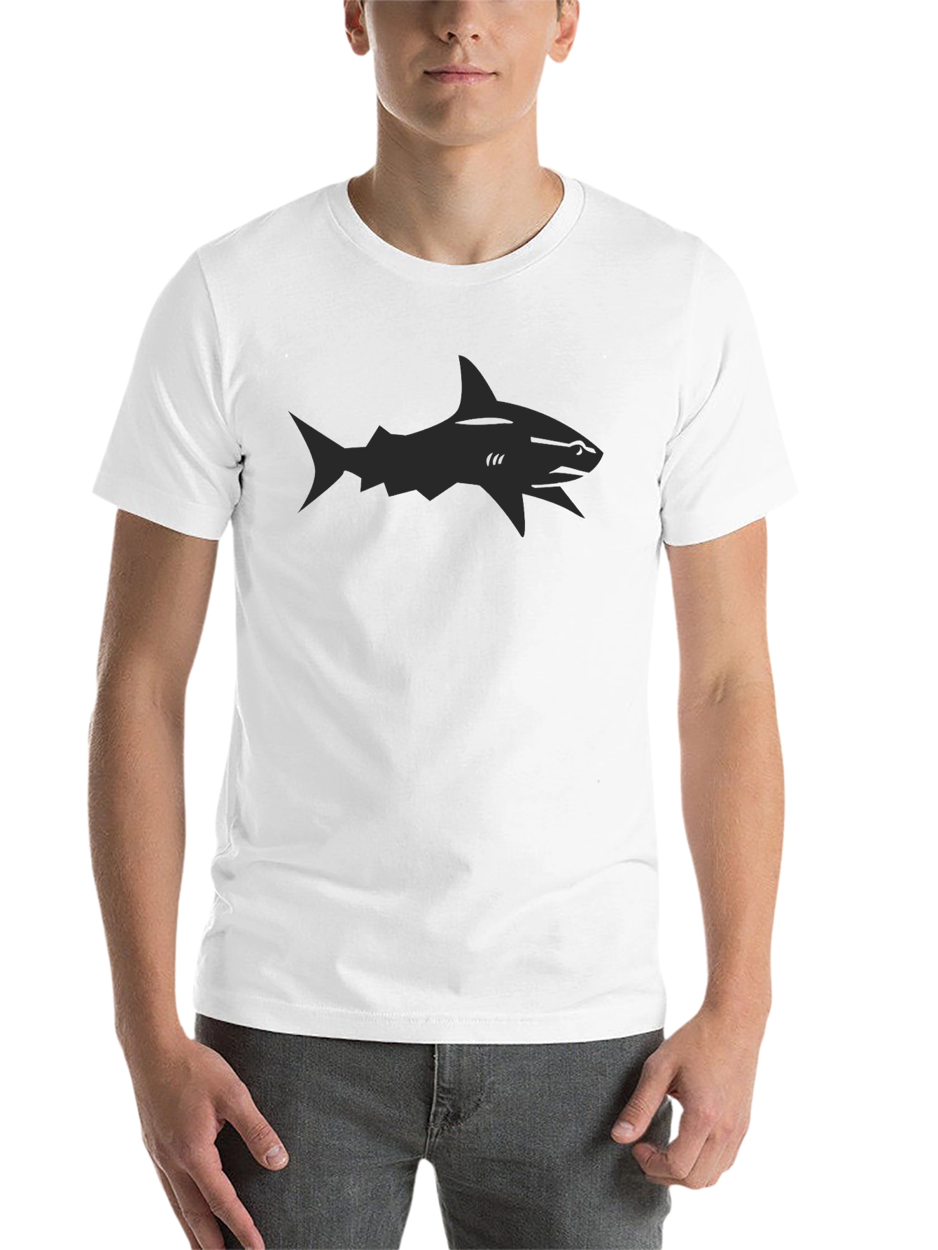Black Cool Shark Graphic Black T-Shirt view 14