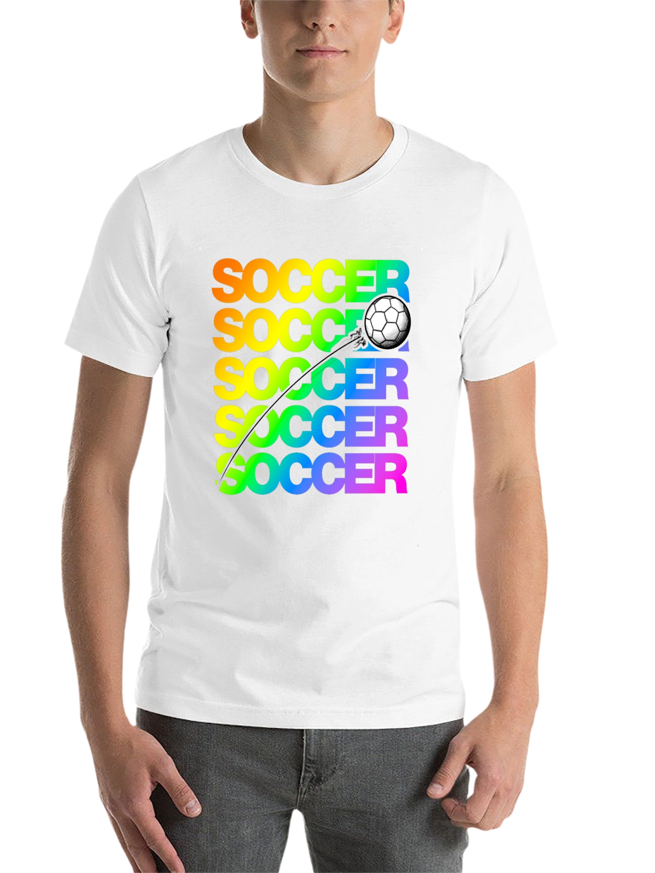Black Soccer Rainbow Graphic T-Shirt view 14