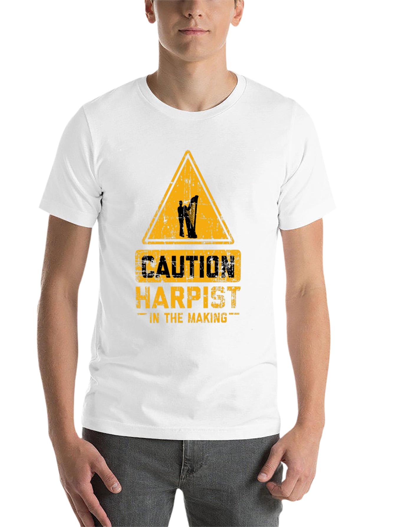Black Caution Harpist In The Making Graphic T-Shirt view 14