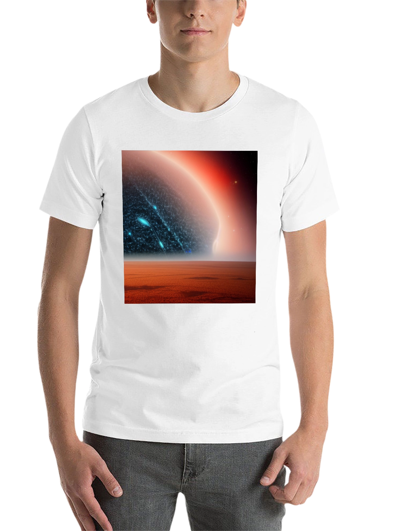 Black Sci-Fi Planetscape Black T-Shirt view 14