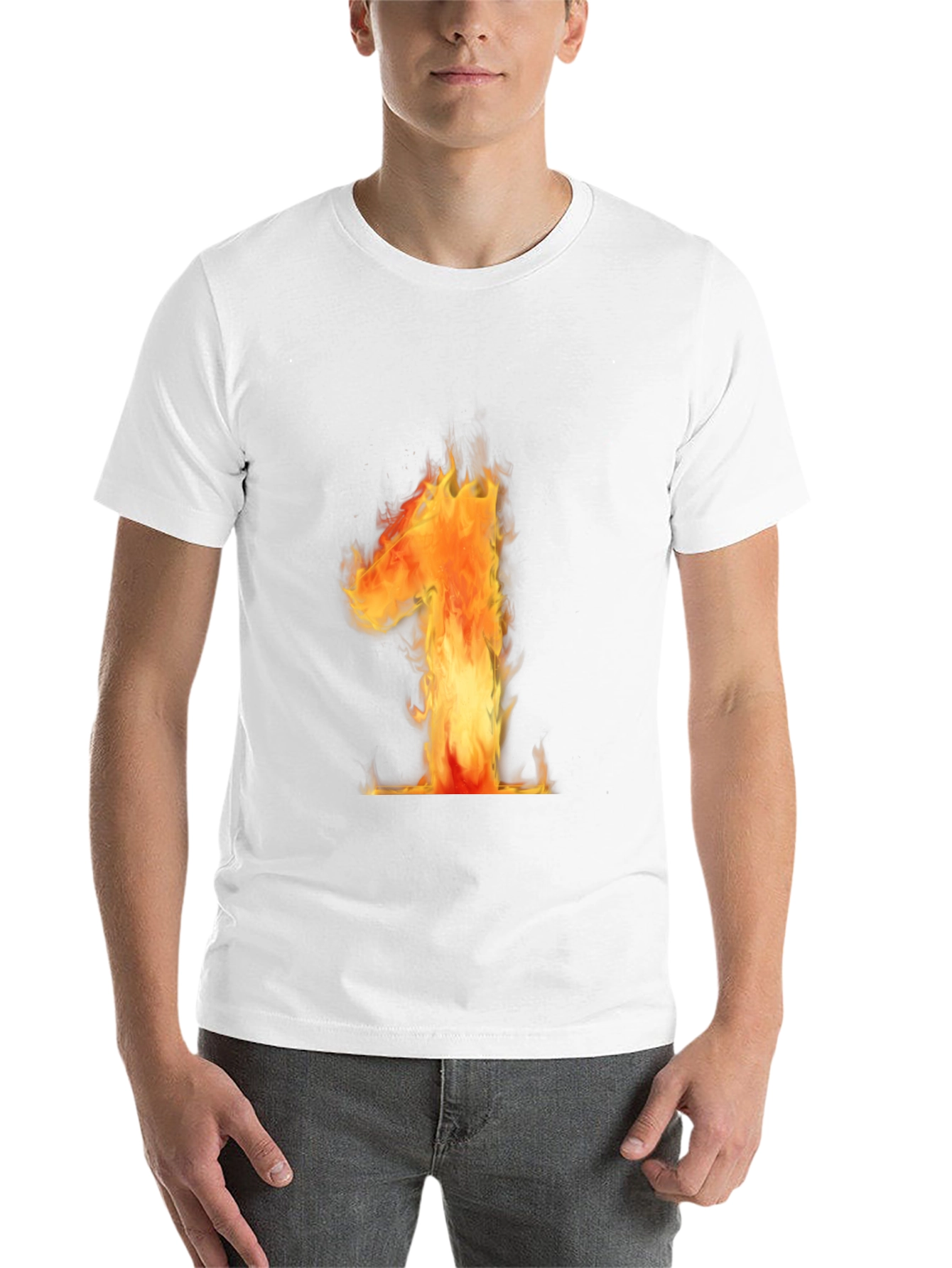 Black Fiery Number One Graphic Tee - Black Cotton T-Shirt view 14