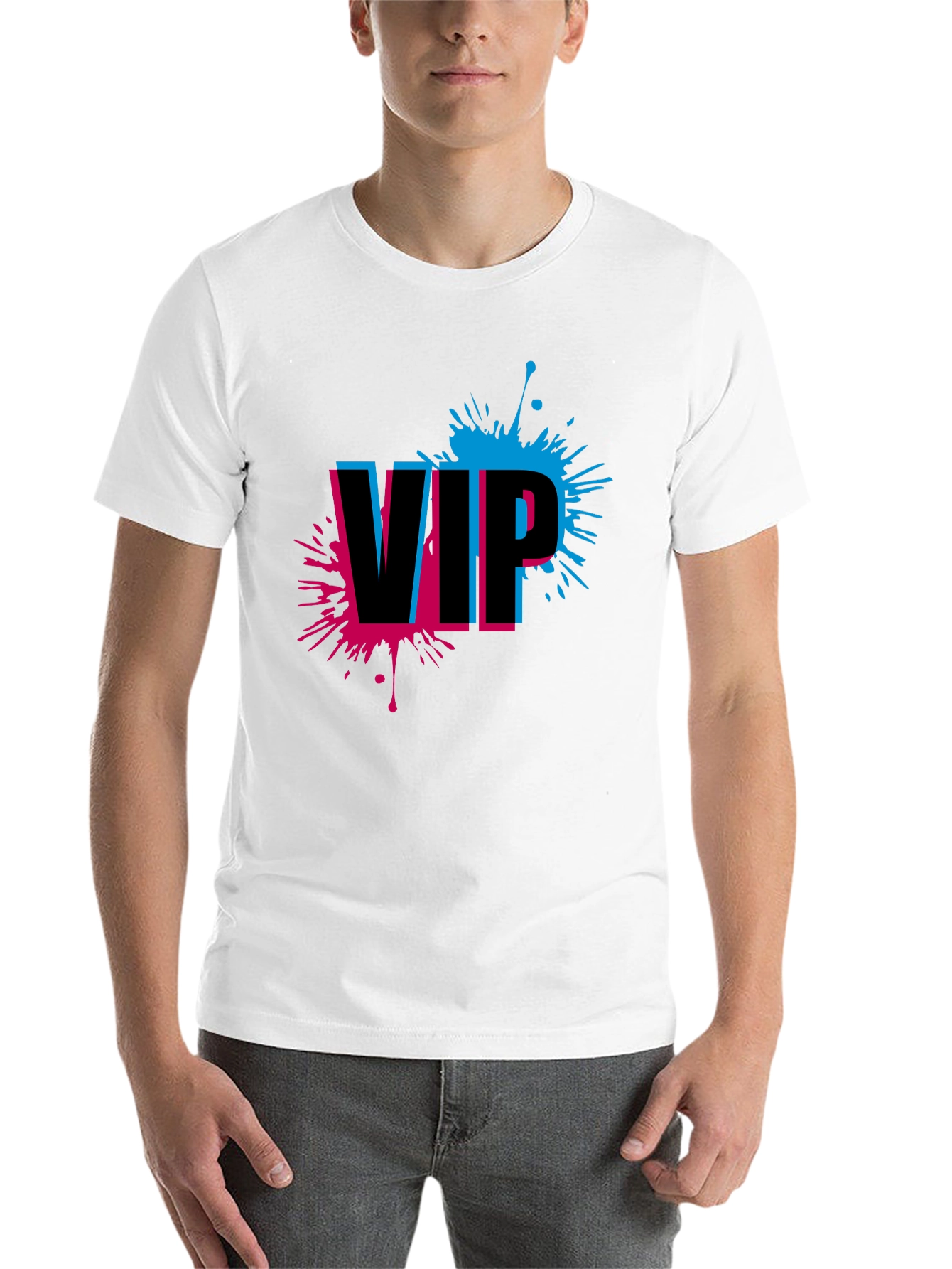 VIP Splatter Graphic Tee - Trendy Black T-Shirt - 14