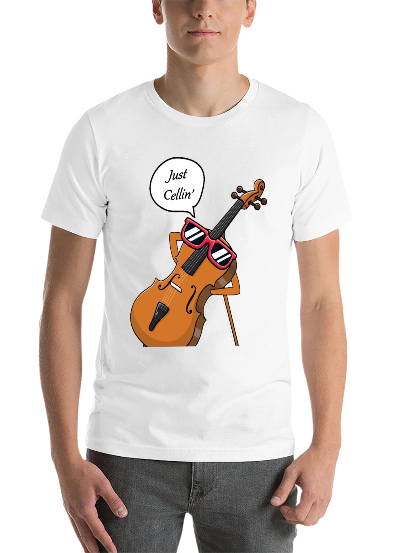 Black Just Cellin' T-Shirt - Musician Humor Tee view 14