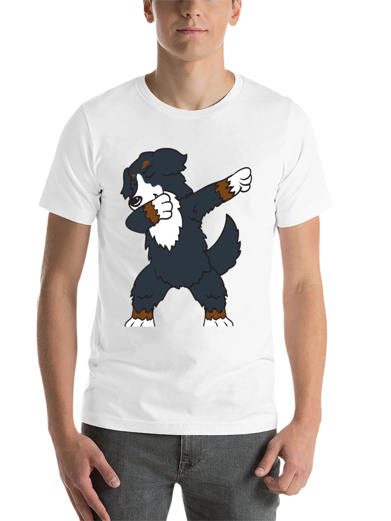 Black Dabbing Dog Graphic Tee - Black Crew Neck view 14