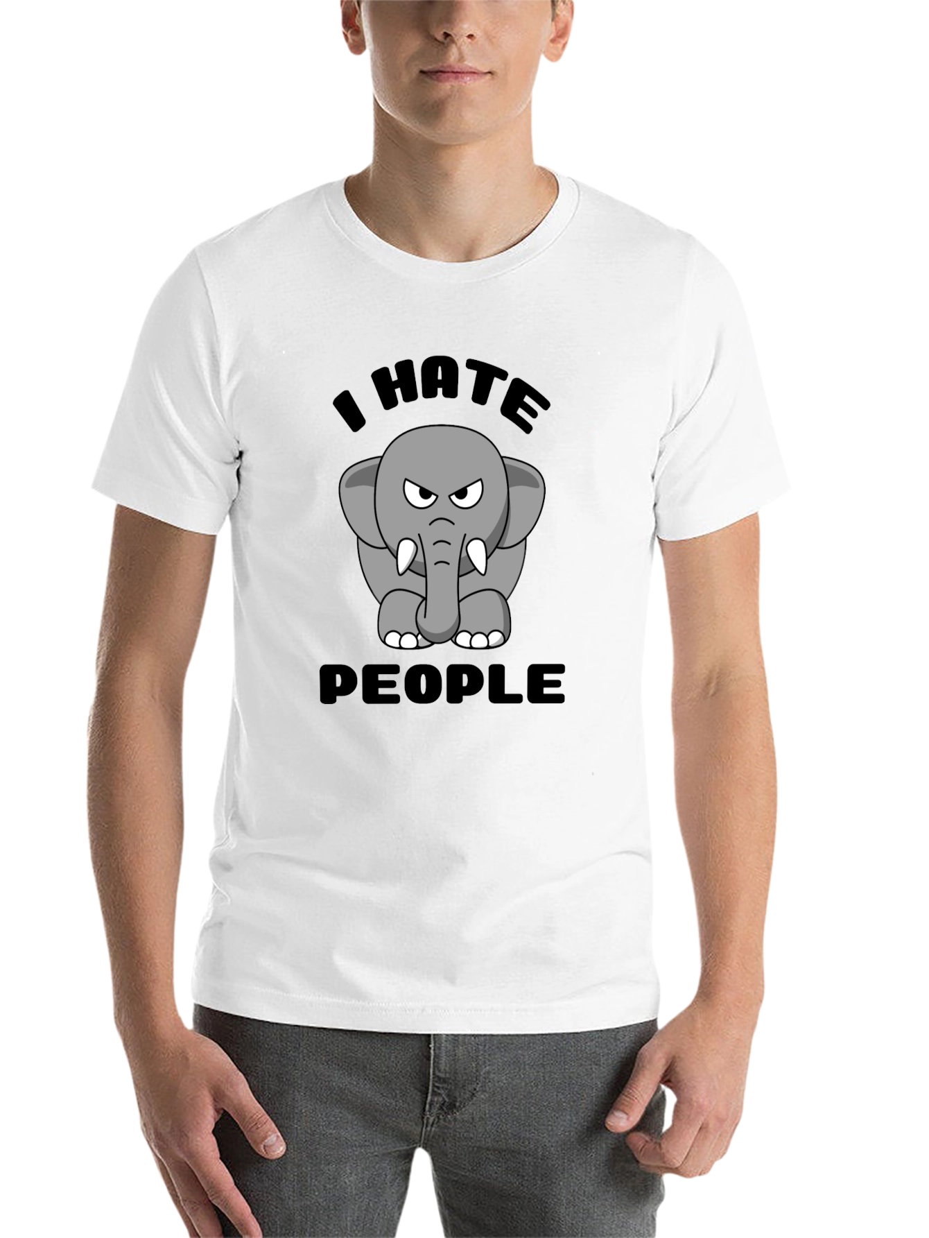Black I Hate People Elephant Graphic T-Shirt view 14