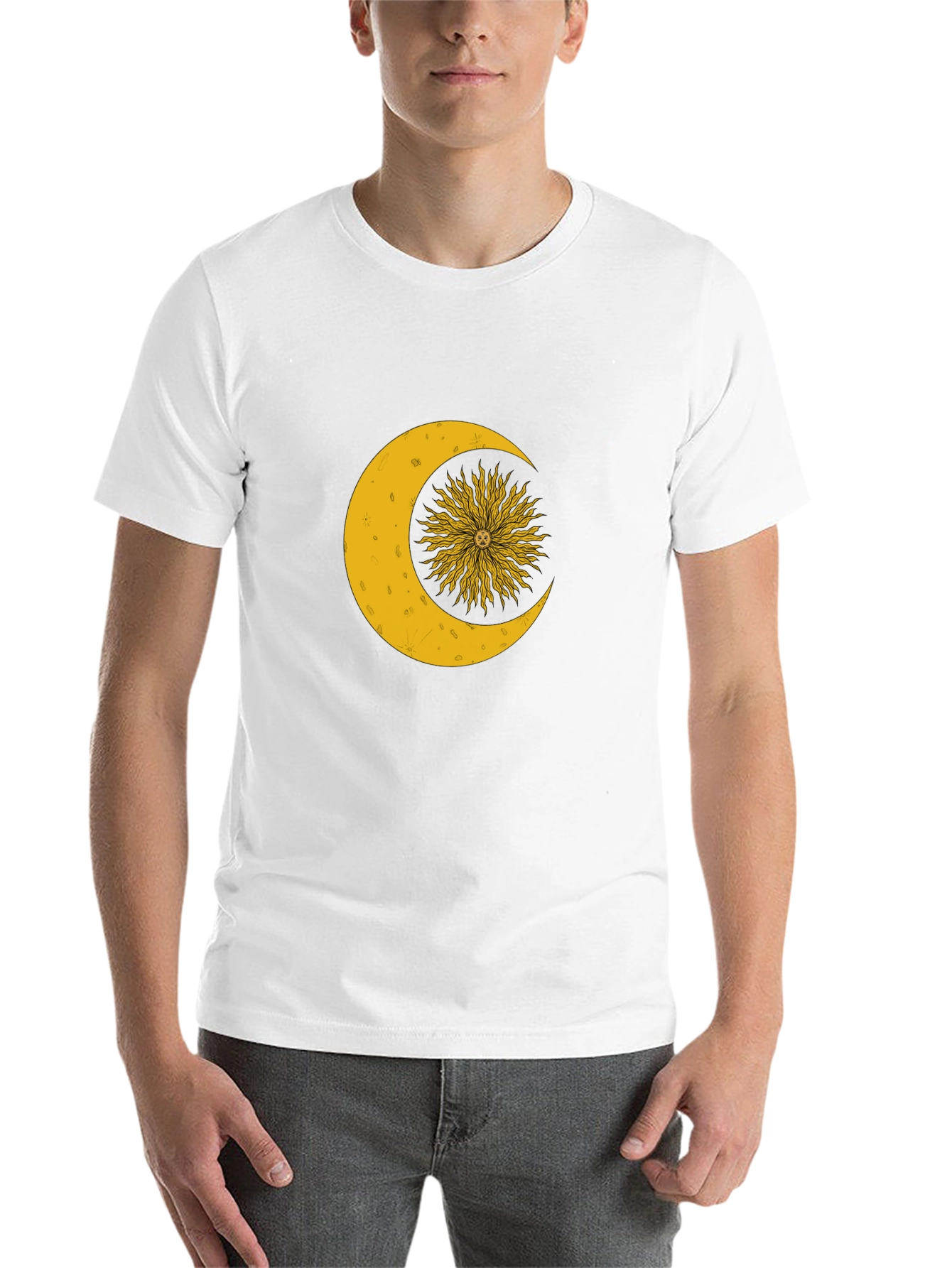 Black Celestial Sun and Moon Graphic T-Shirt view 14