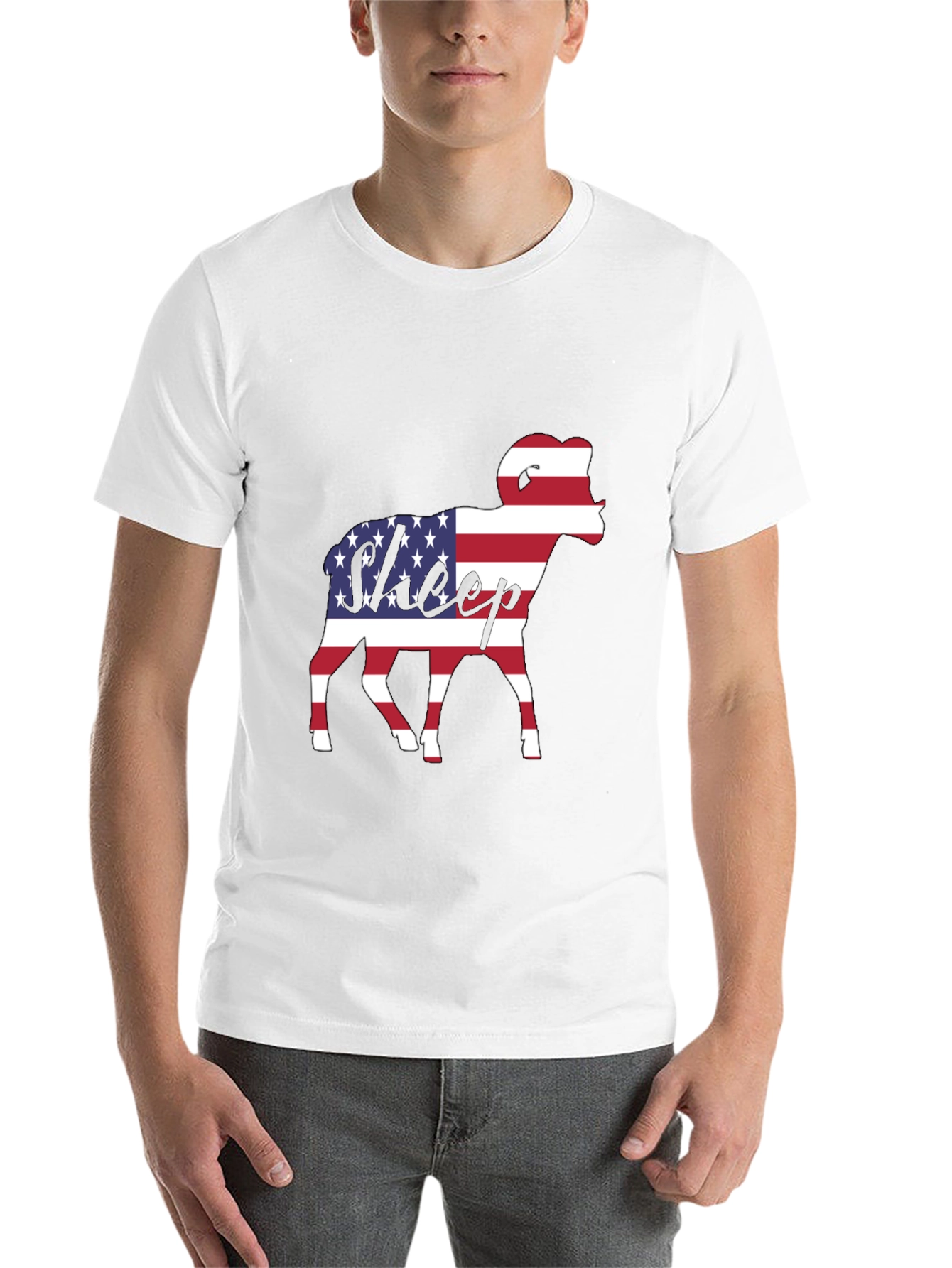 Black Patriotic Sheep T-Shirt - USA Flag Graphic Tee view 14