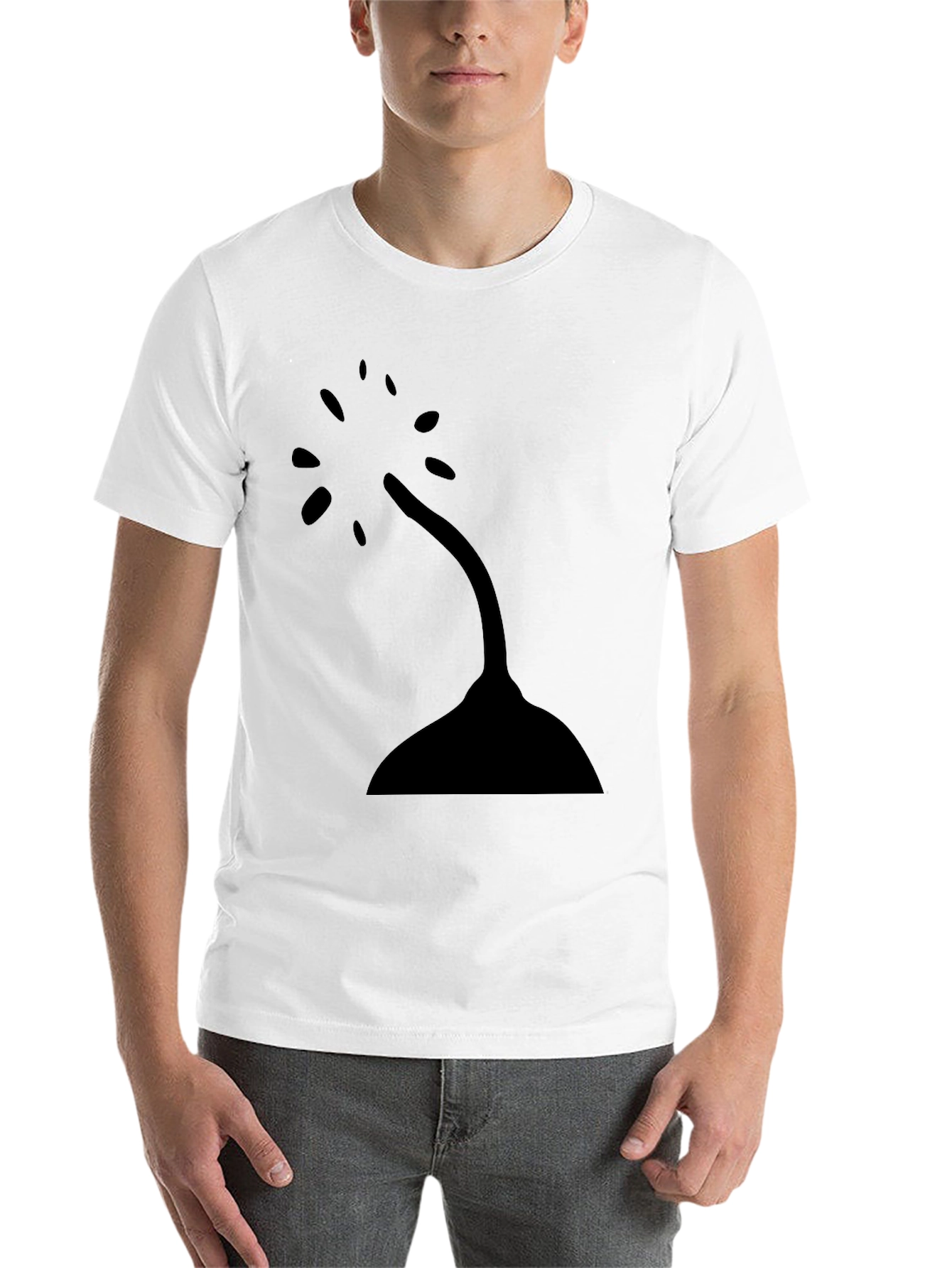 Black Minimalist Tree Design Black T-Shirt view 14