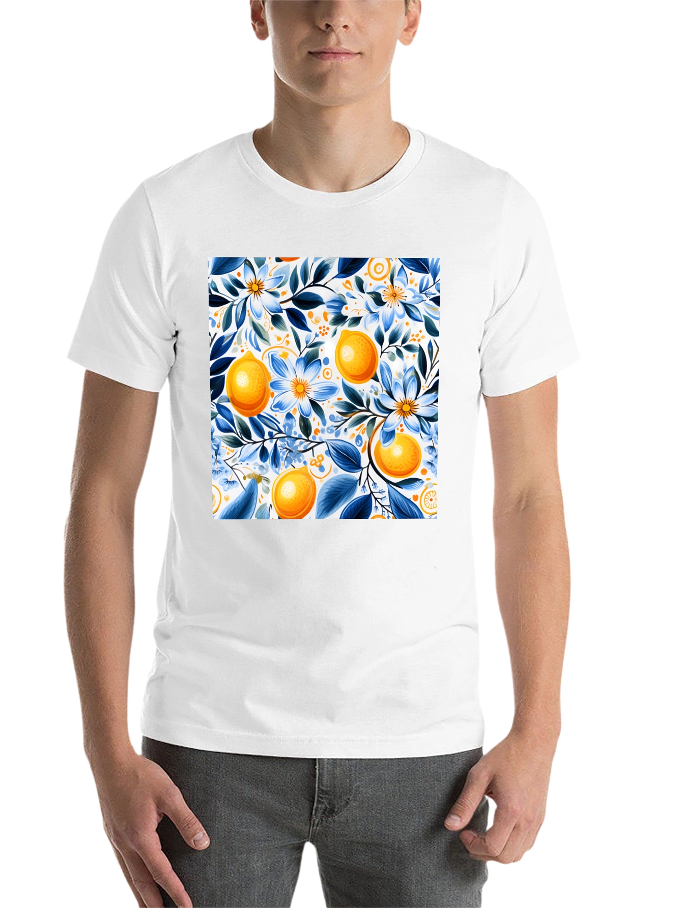 Citrus Floral T-Shirt - Vibrant Graphic Tee - 14