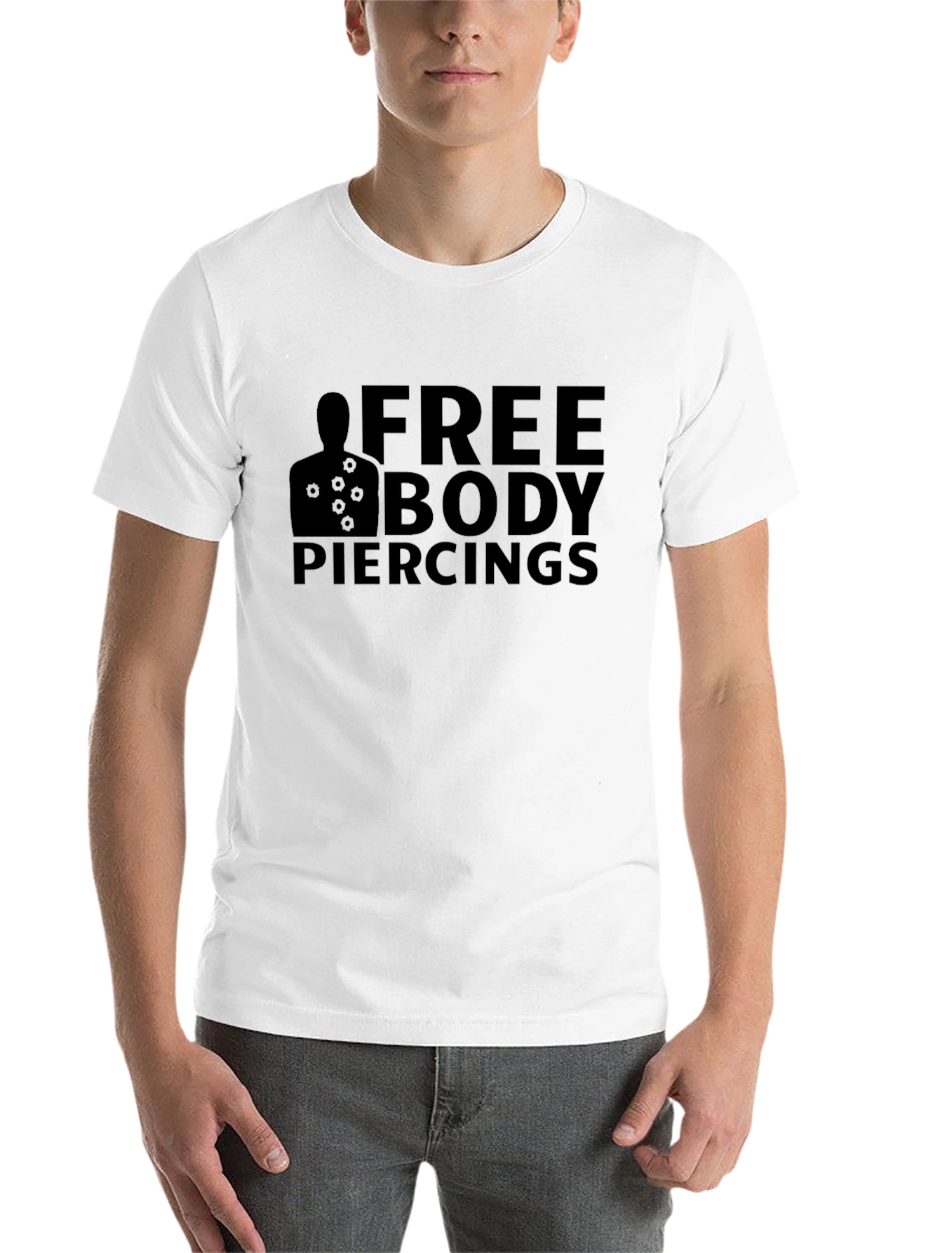 Black Free Body Piercings Graphic T-Shirt view 14