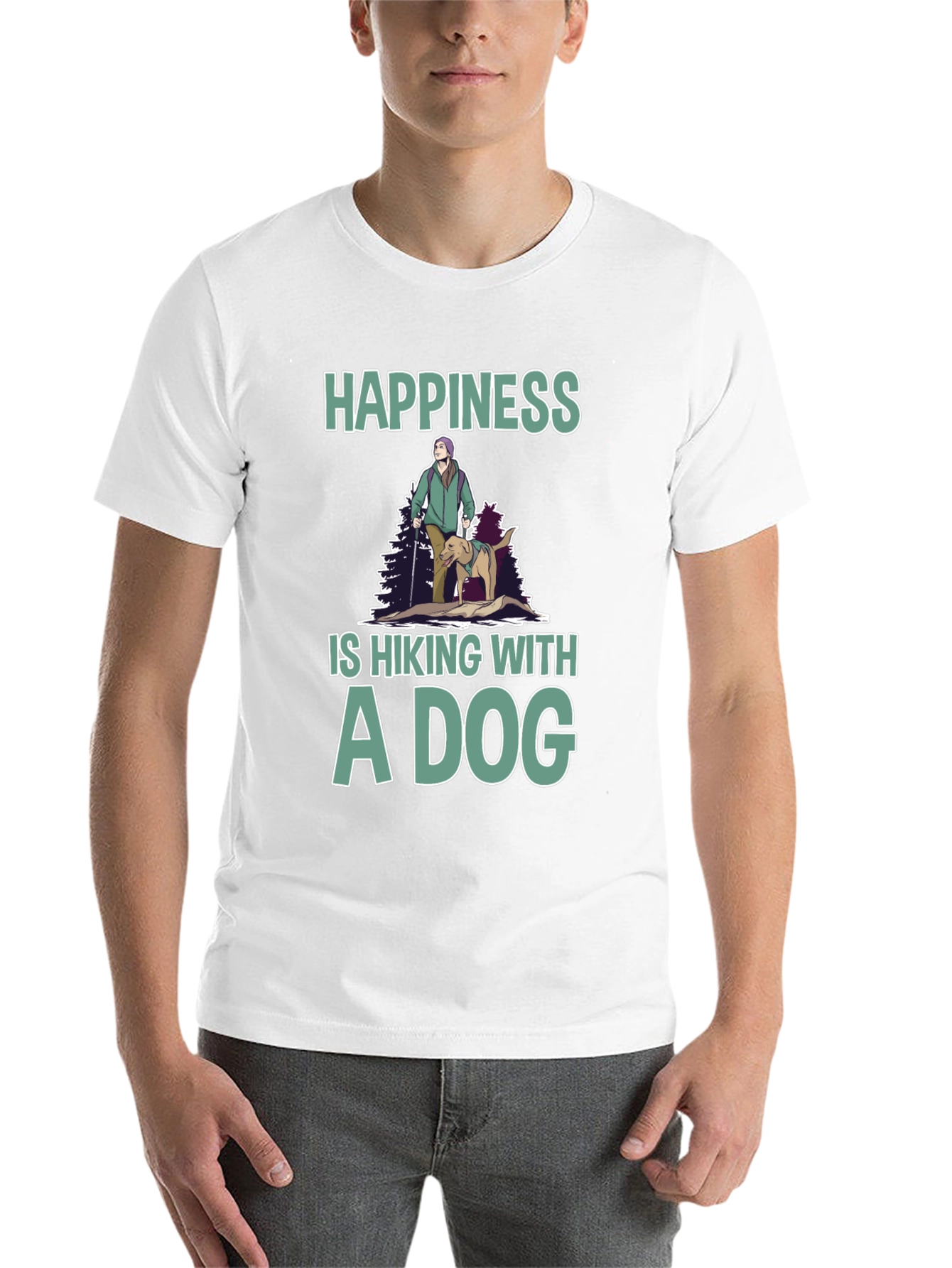 Black Happiness is Hiking With A Dog T-Shirt view 14