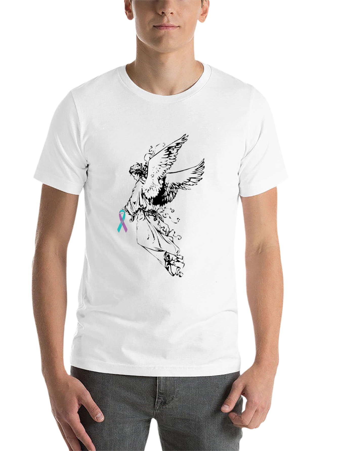 Black Angel Ribbon Graphic T-Shirt view 14