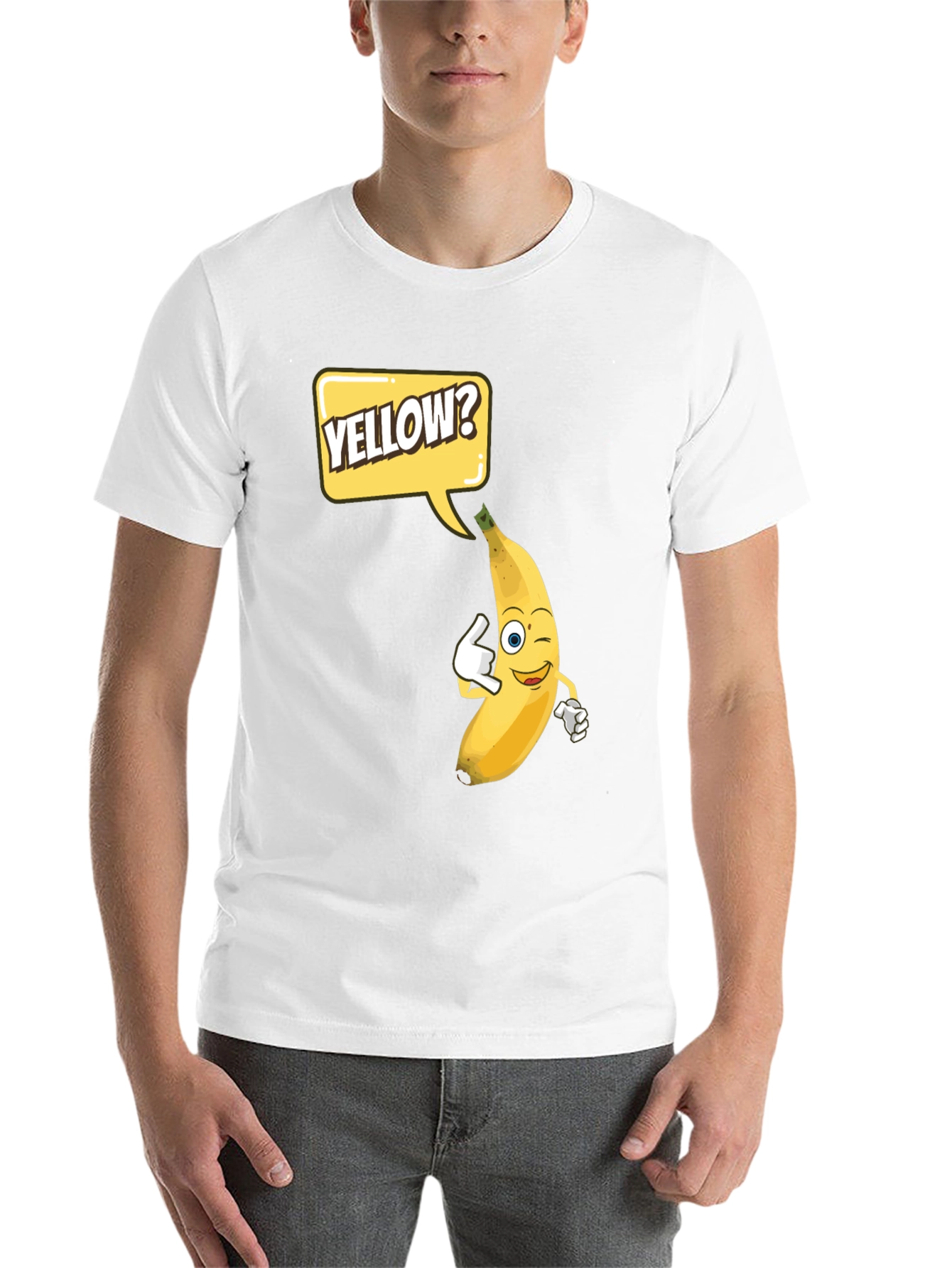Black Funny Banana 'Yellow?' Graphic T-Shirt view 14