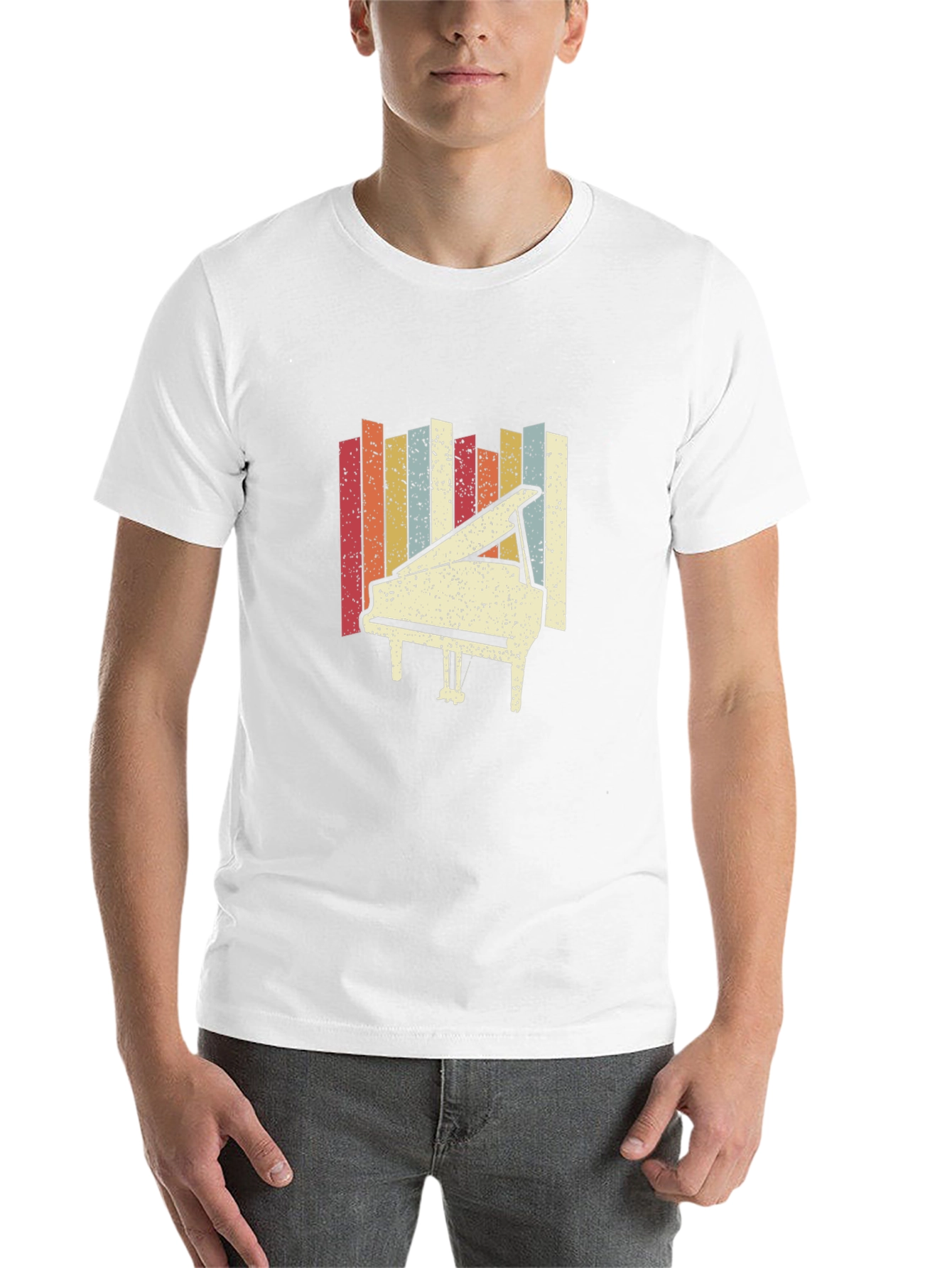 Black Retro Piano Graphic Tee - Classic Style view 14