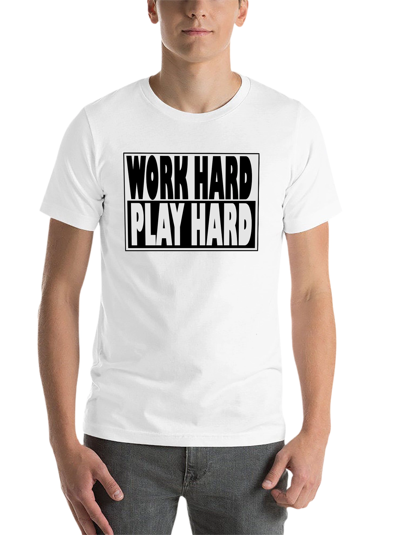 Black Work Hard Play Hard Black T-Shirt view 14