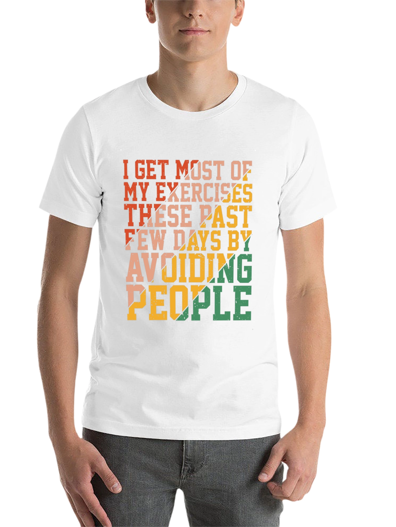 Black Funny Exercise Avoid People Graphic T-Shirt view 14