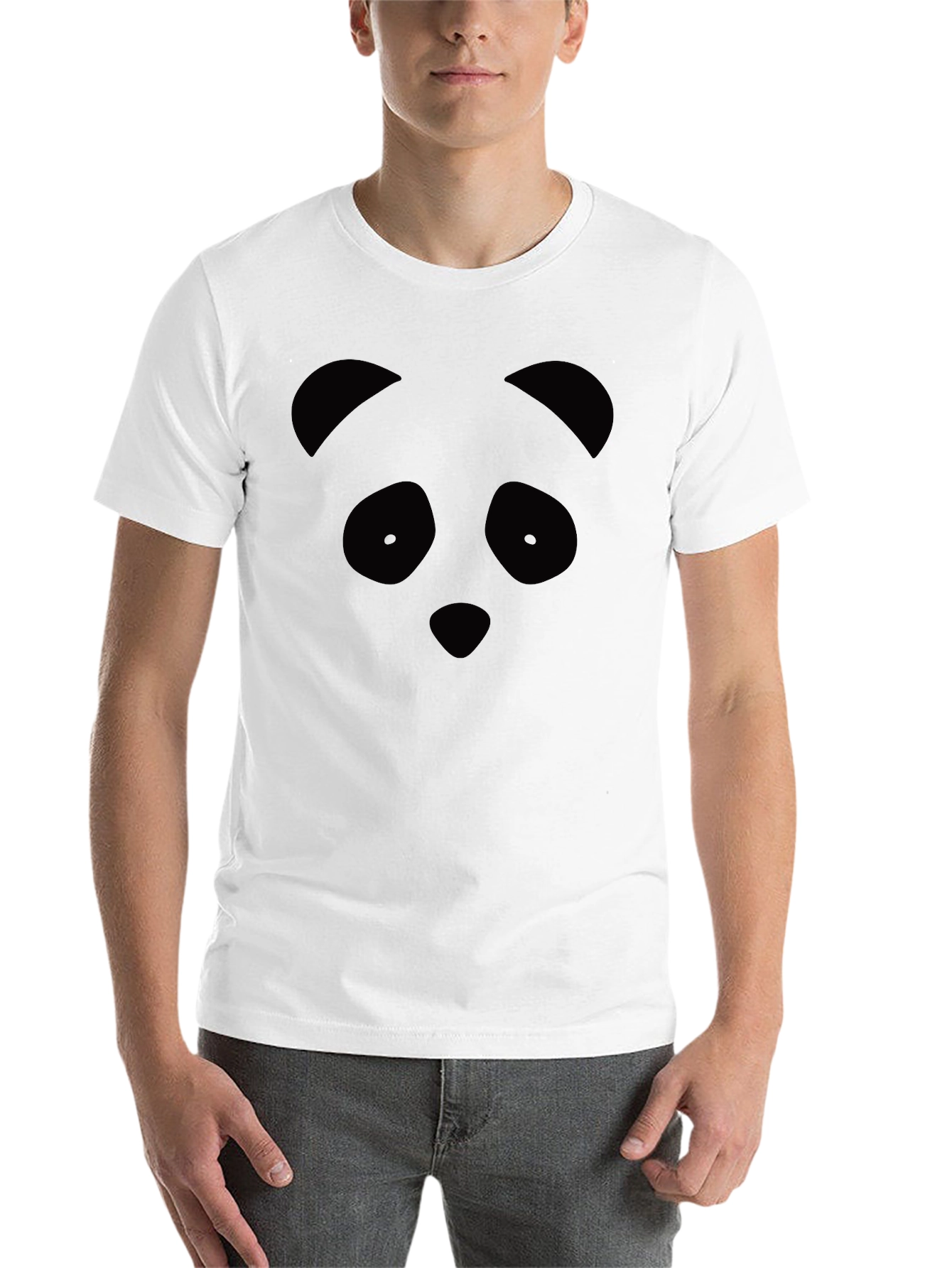 Black Panda Face Graphic Tee - Black Unisex T-Shirt view 14