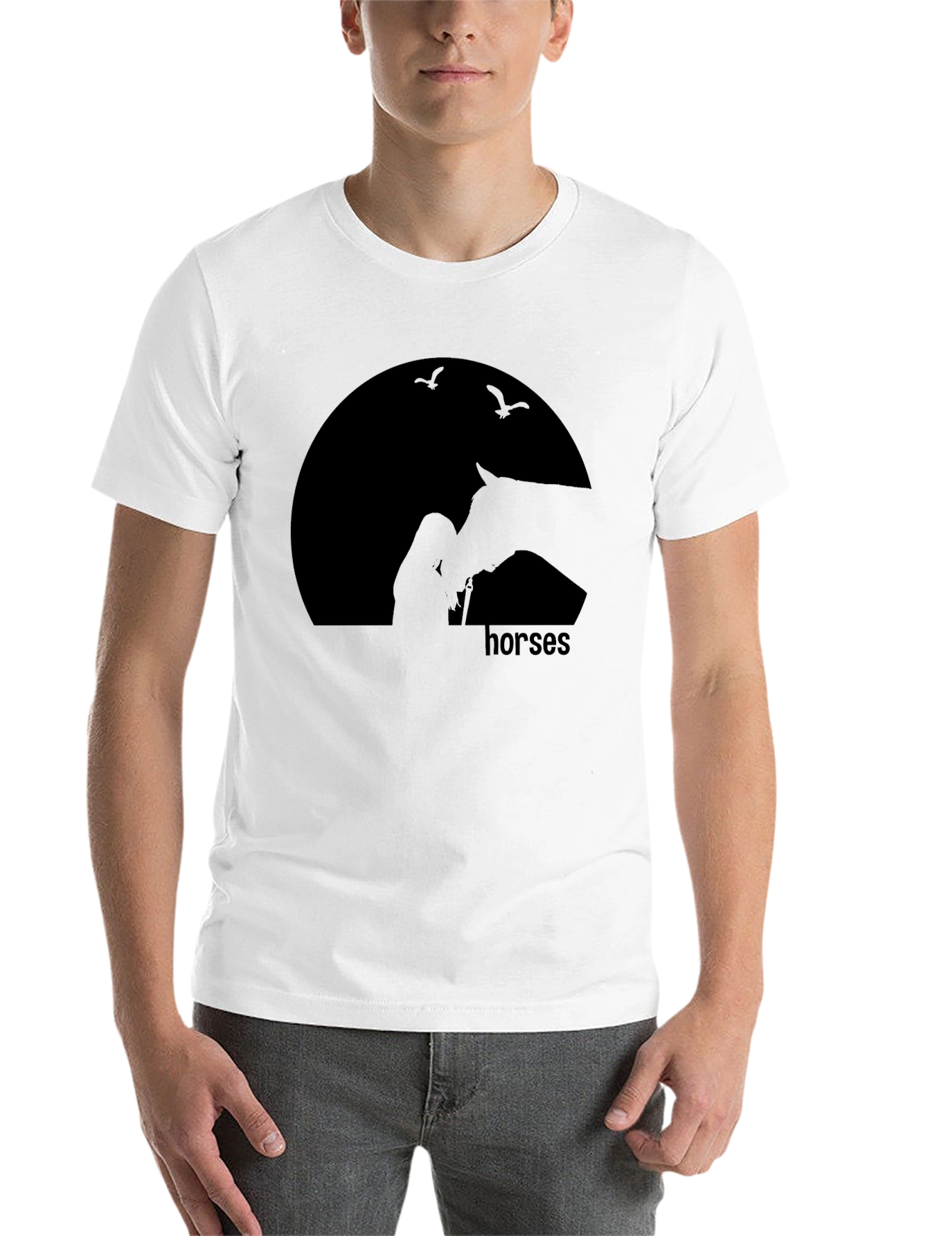 Black Horses Silhouette T-Shirt - Unisex Black Tee view 14