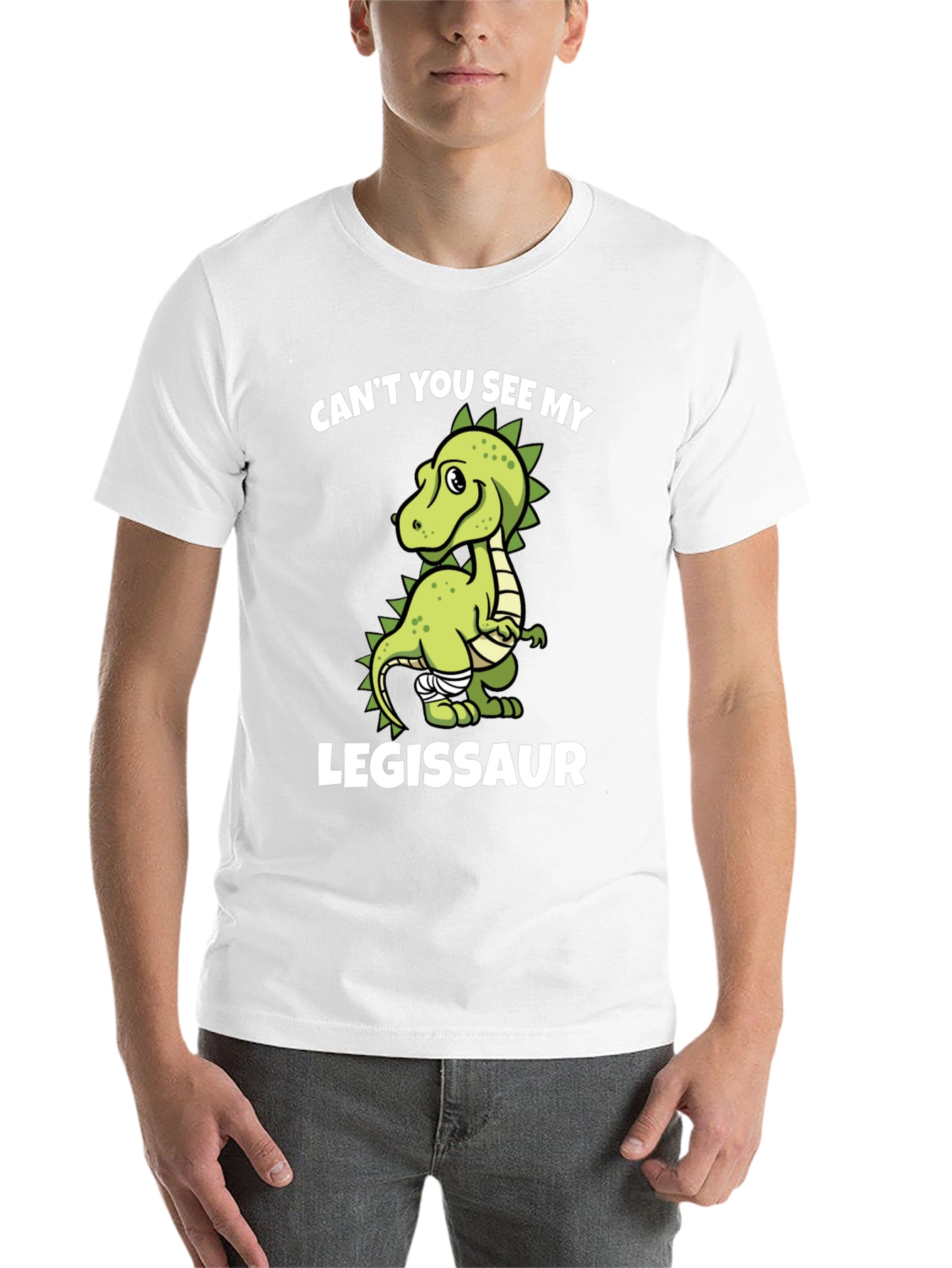 Black Legissaur T-Shirt - Funny Dinosaur Injury Tee view 14