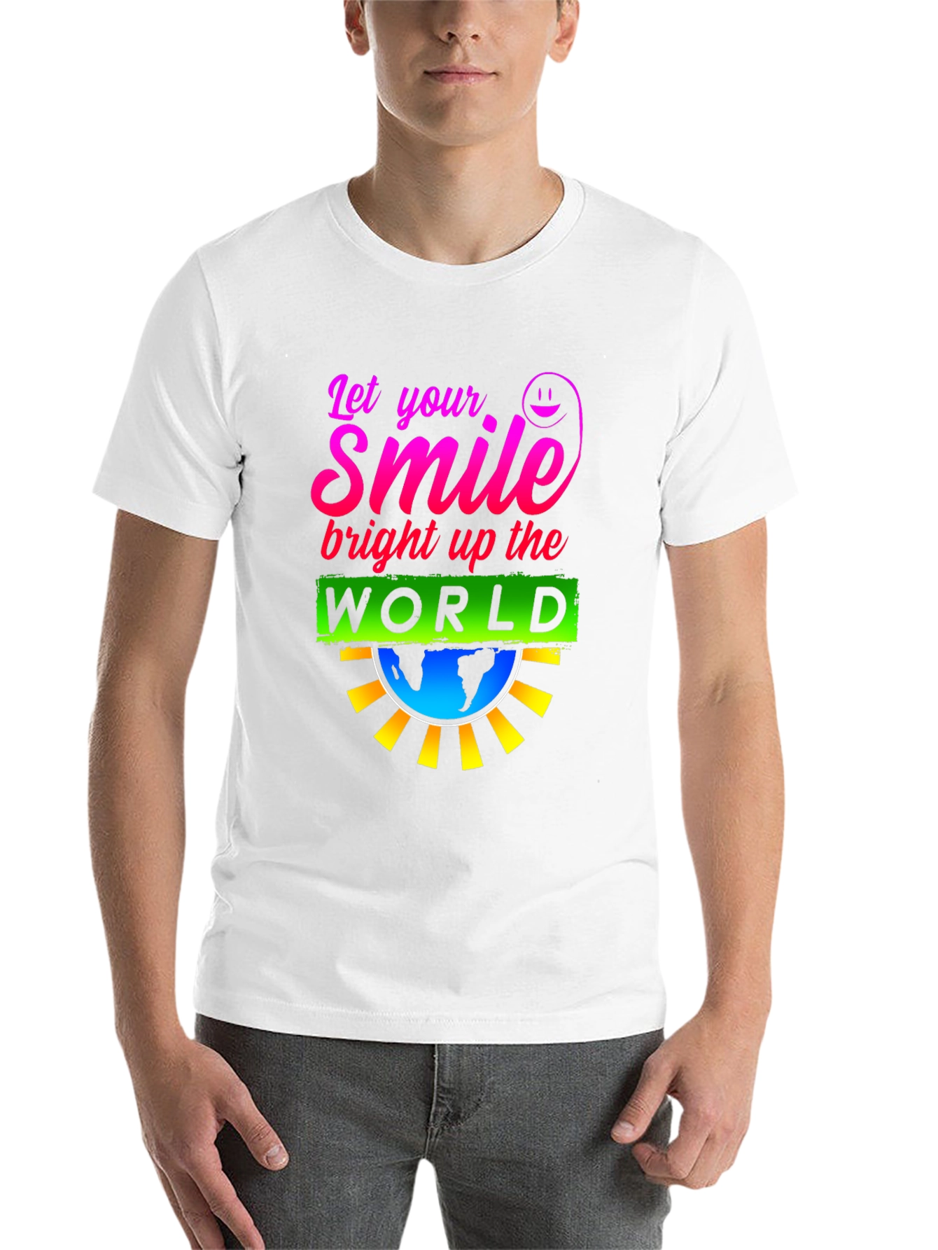 Black Smile World Graphic T-Shirt - Brighten Your Day view 14
