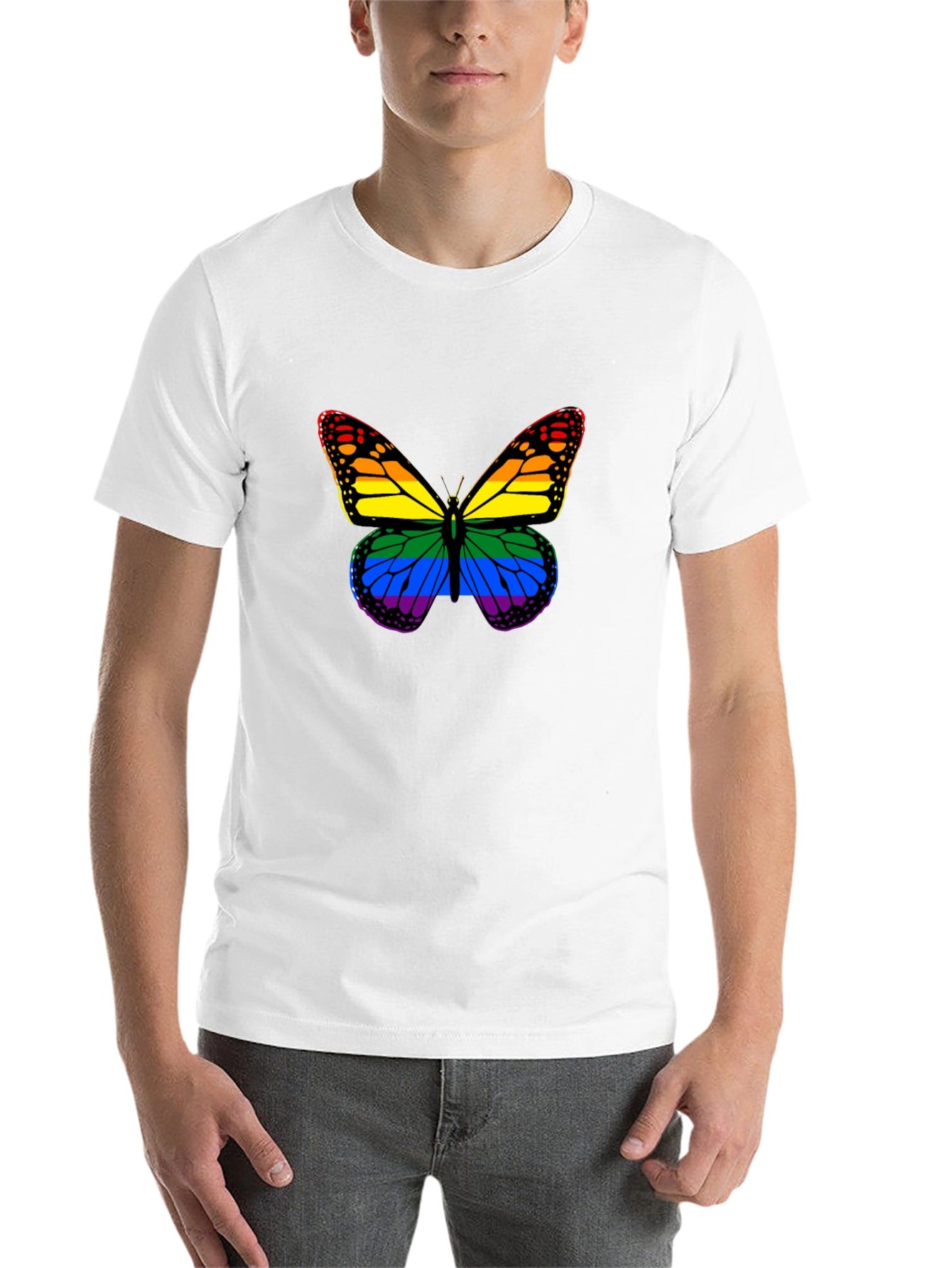 Black Rainbow Butterfly Graphic T-Shirt view 14