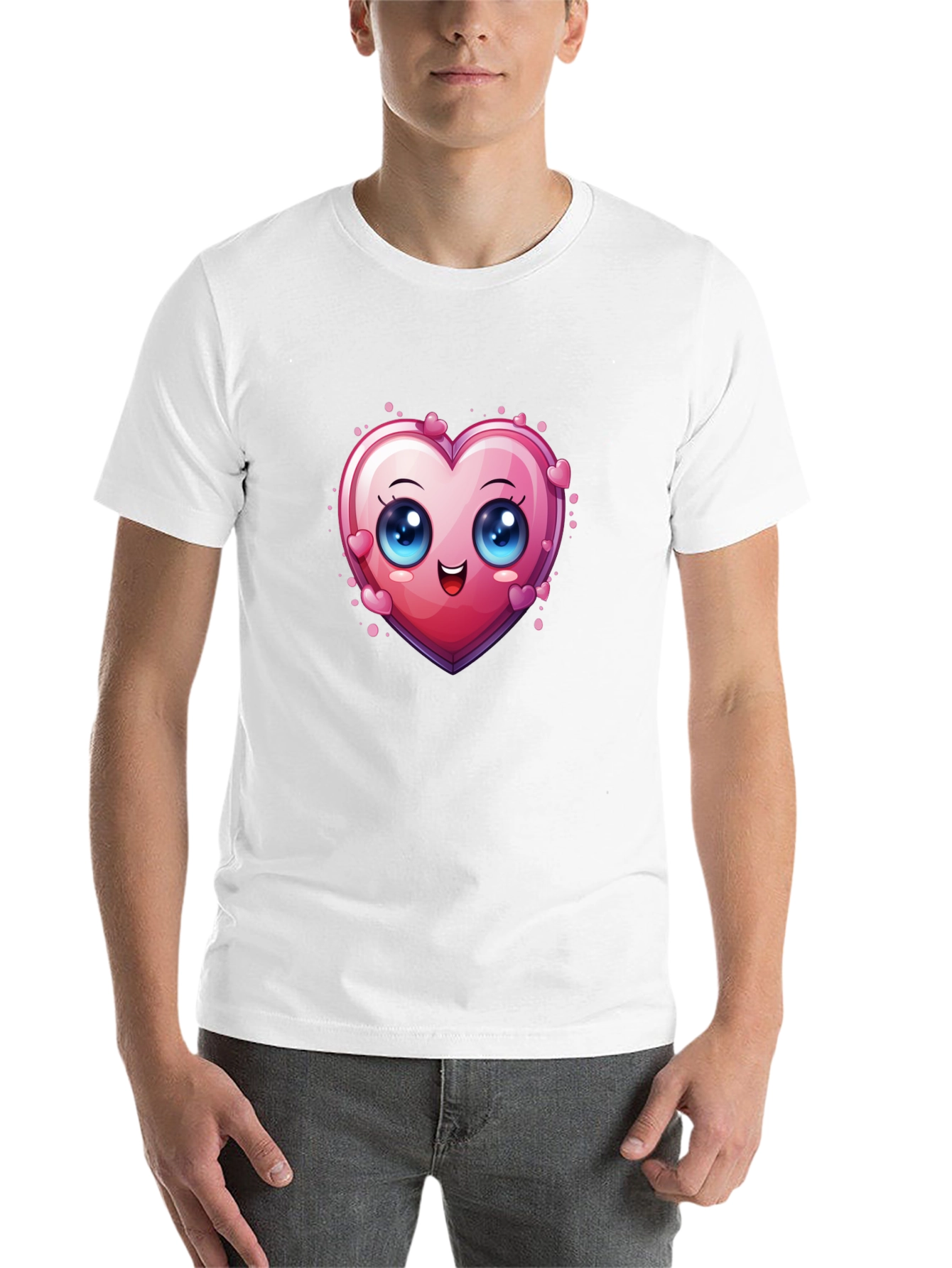 Black Cute Cartoon Heart Graphic T-Shirt view 14