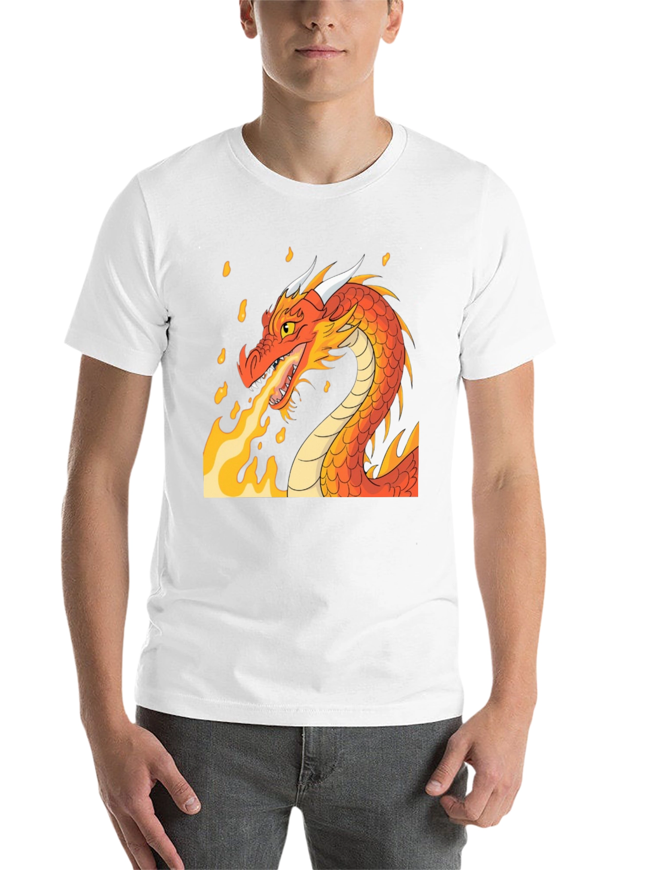 Black Fiery Dragon Graphic T-Shirt view 14