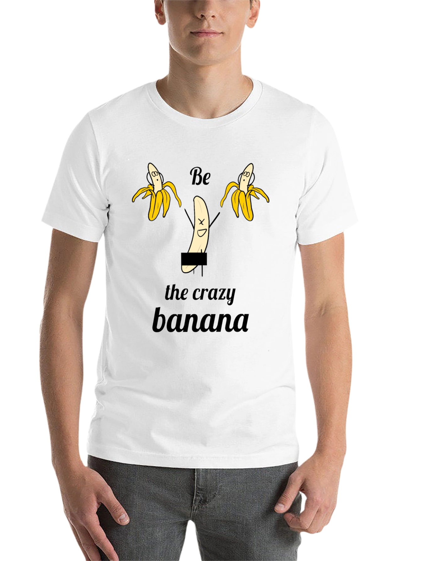 Black Crazy Banana Graphic T-Shirt - Unisex Black Tee view 14